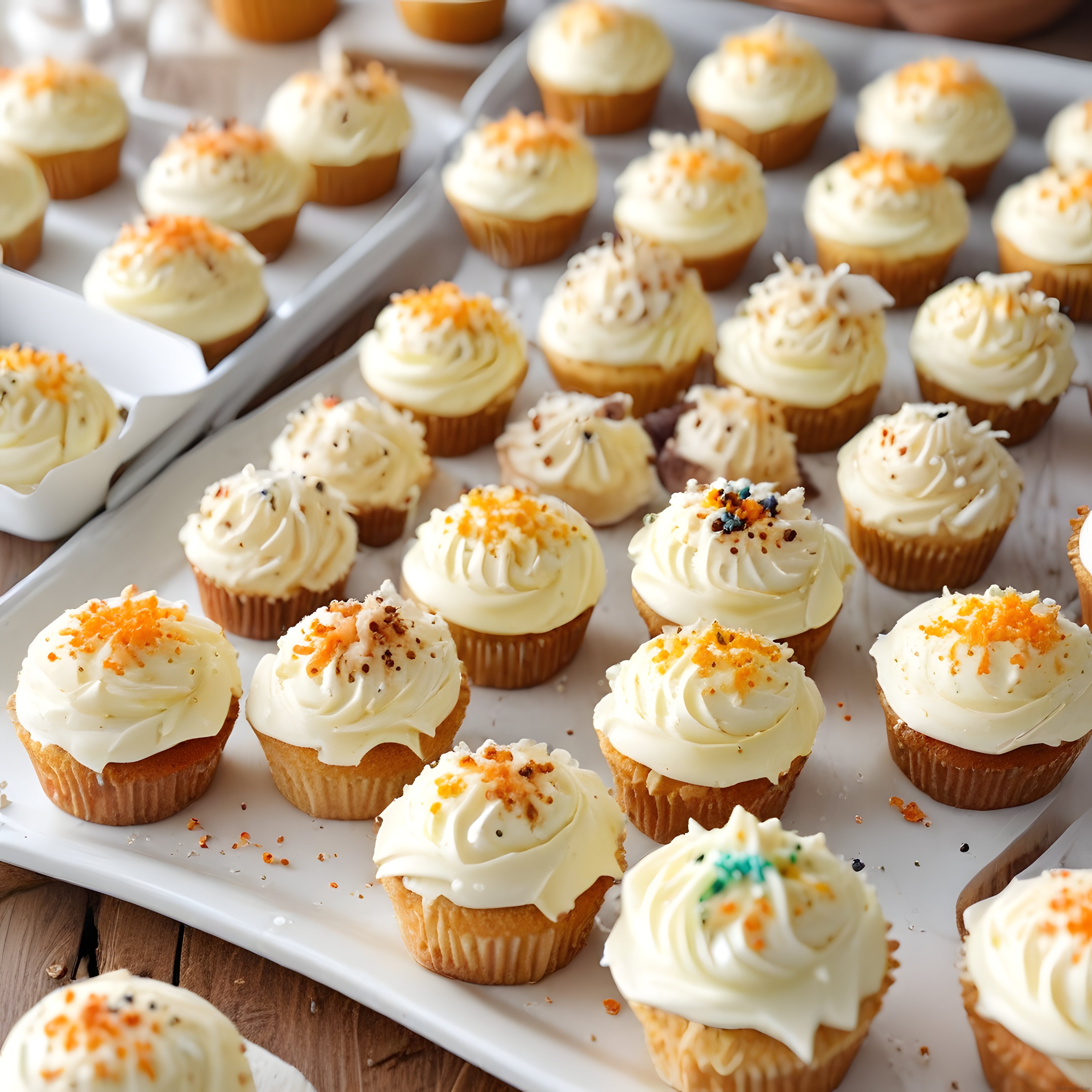Fırından Taze Çıkmış Krema Süslü Cupcake'ler: Ev Yapımı Tatlı Keyfi