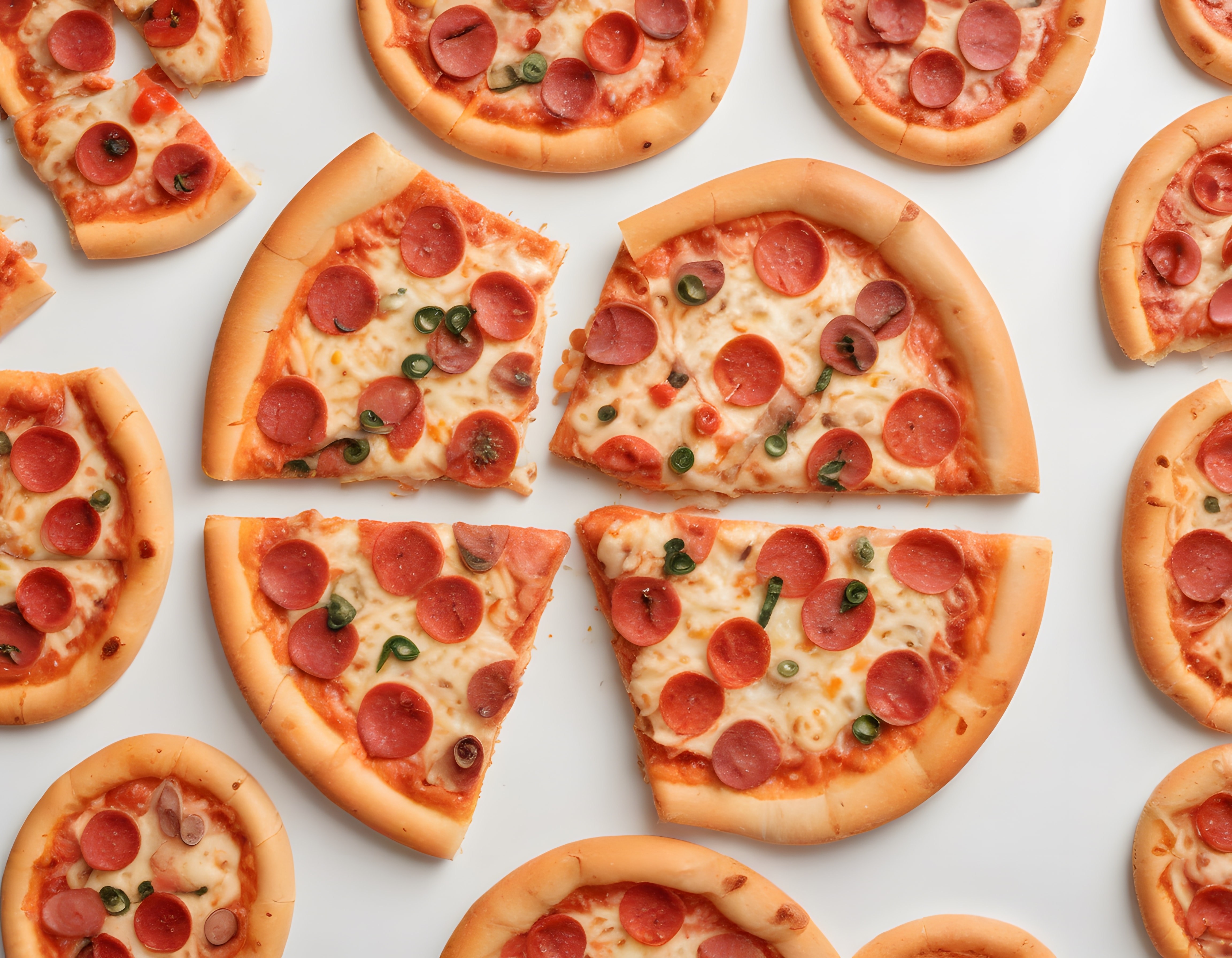 Fırından Taze Çıkmış Pepperoni Pizza Dilimleri ile Davetkar Yemek Sunumu