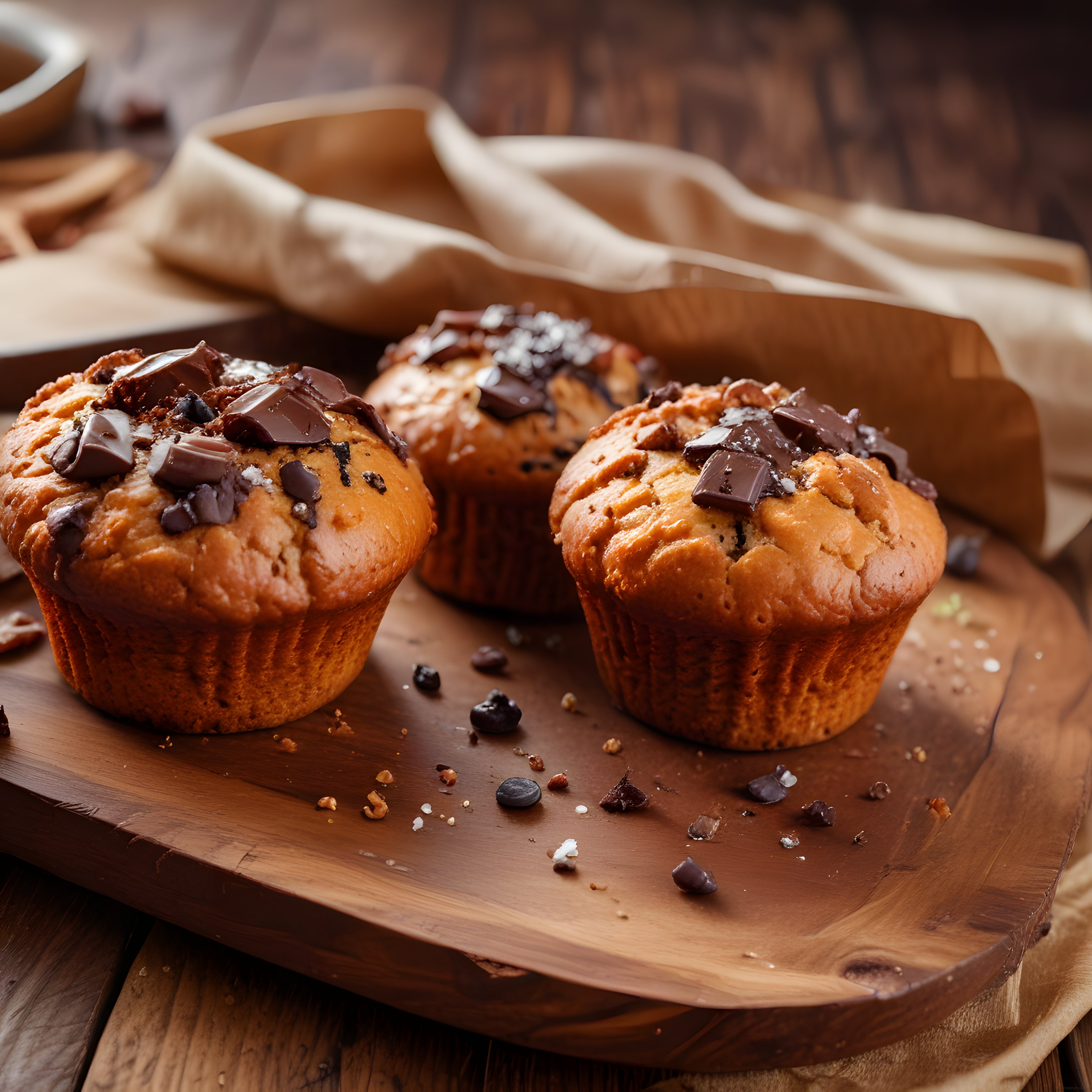 Fırından Taze Çikolata Parçacıklı Muffinler ve Sıcacık Kahvaltı Atmosferi