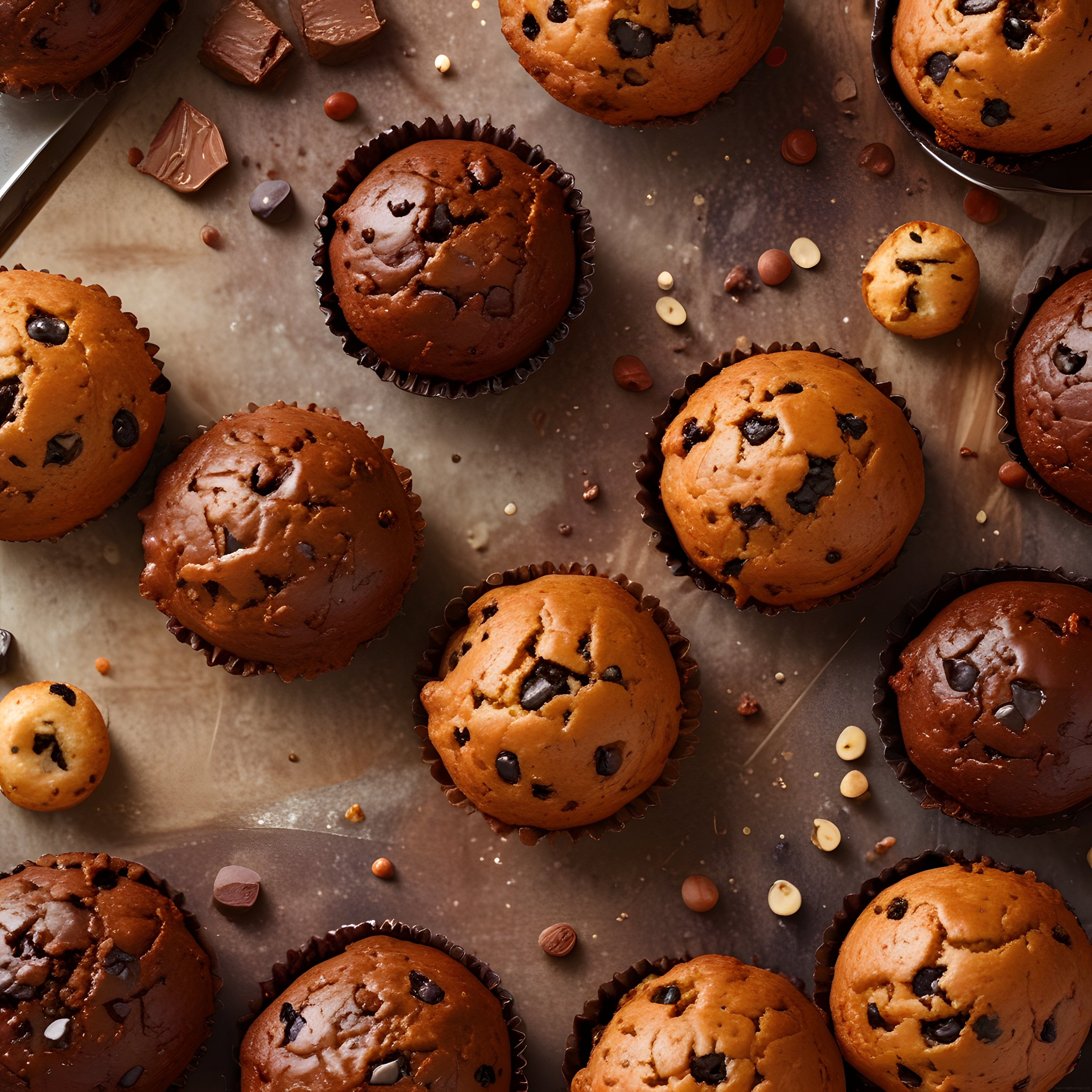 Fırından Yeni Çıkmış Çikolata Parçacıklı Muffinler: Ev Yapımı Tatlı Keyfi