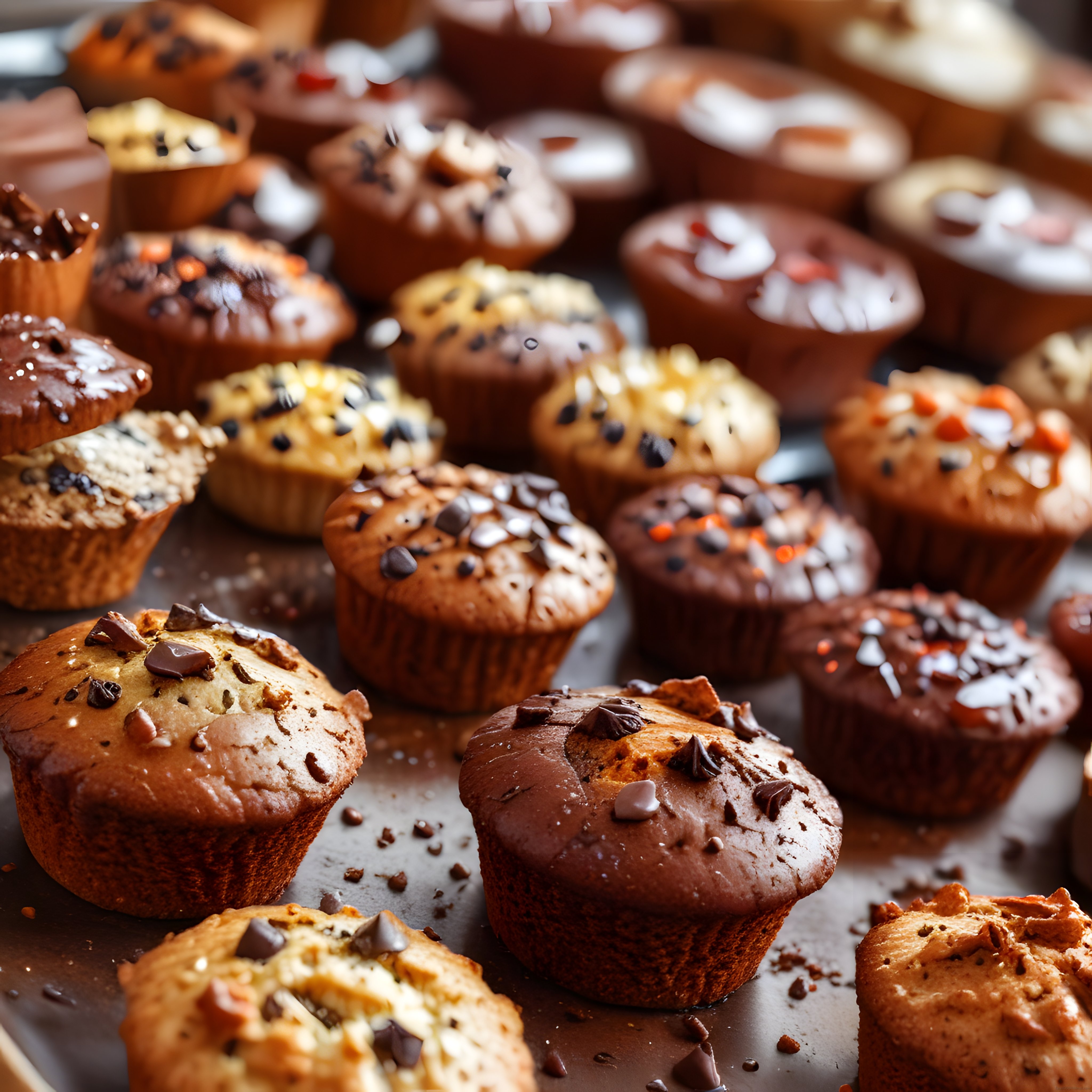 Fırından Yeni Çıkmış Çikolatalı Muffin ve Süslü Cupcake Çeşitleri