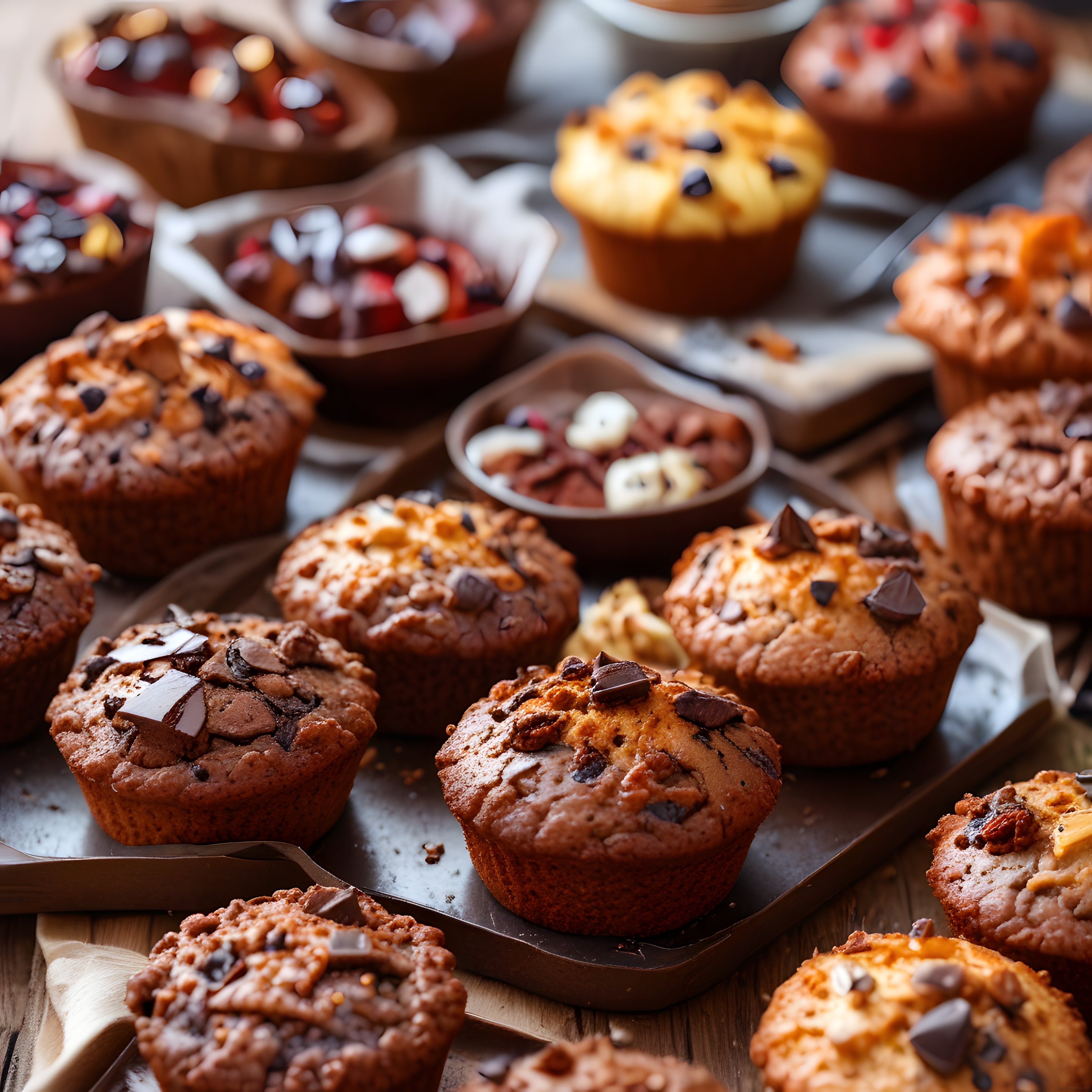 Fırından Yeni Çıkmış Çikolatalı ve Fındıklı Muffin Çeşitleri