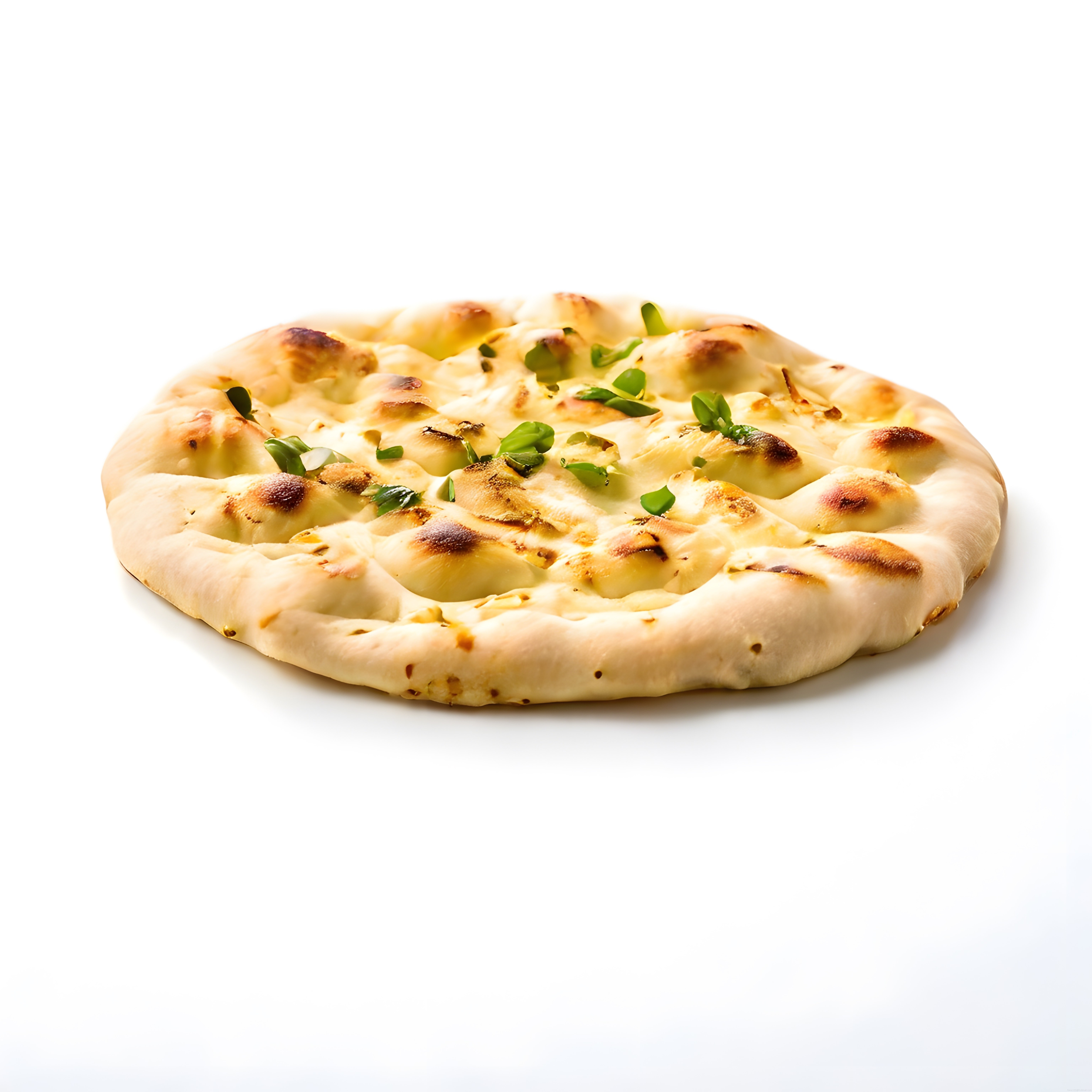 Fırından Yeni Çıkmış Kabarmış Focaccia Ekmeği ve Yeşil Soğanlar