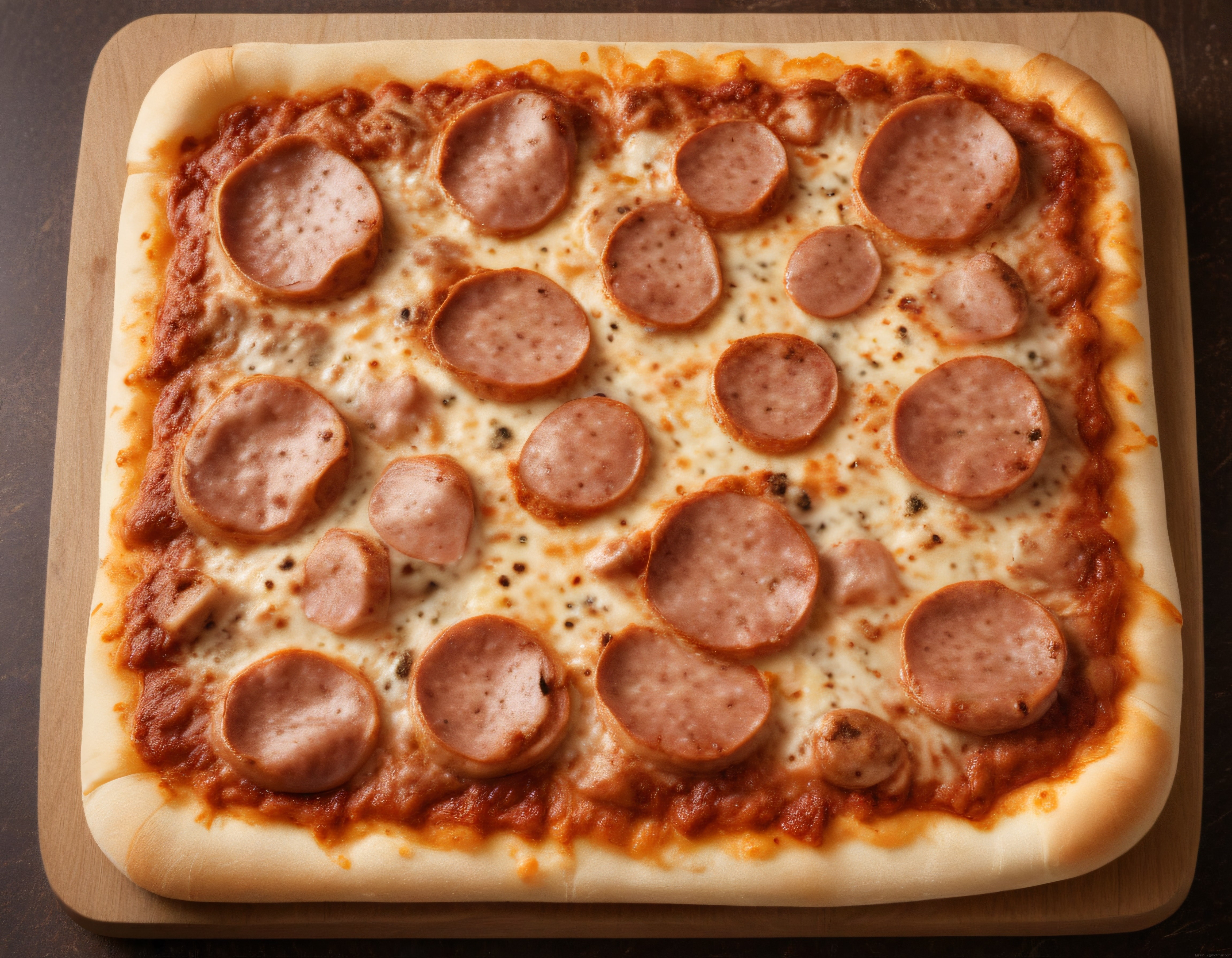 Fırından Yeni Çıkmış Kare Sucuklu Pizza: Bol Peynirli Ev Yapımı Tarif