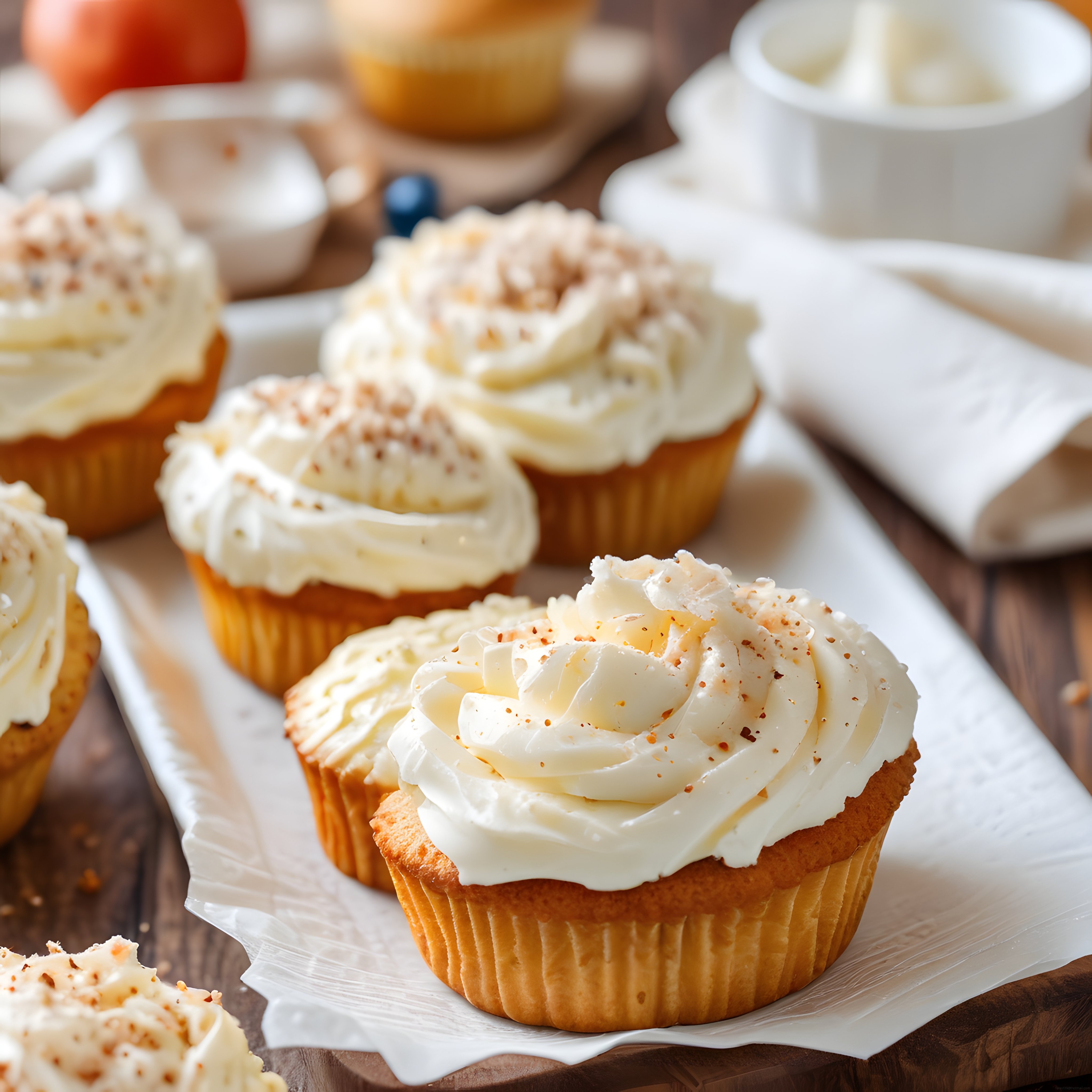 Fırından yeni çıkmış kremalı cupcakeler için enfes ev yapımı tatlı tarifleri