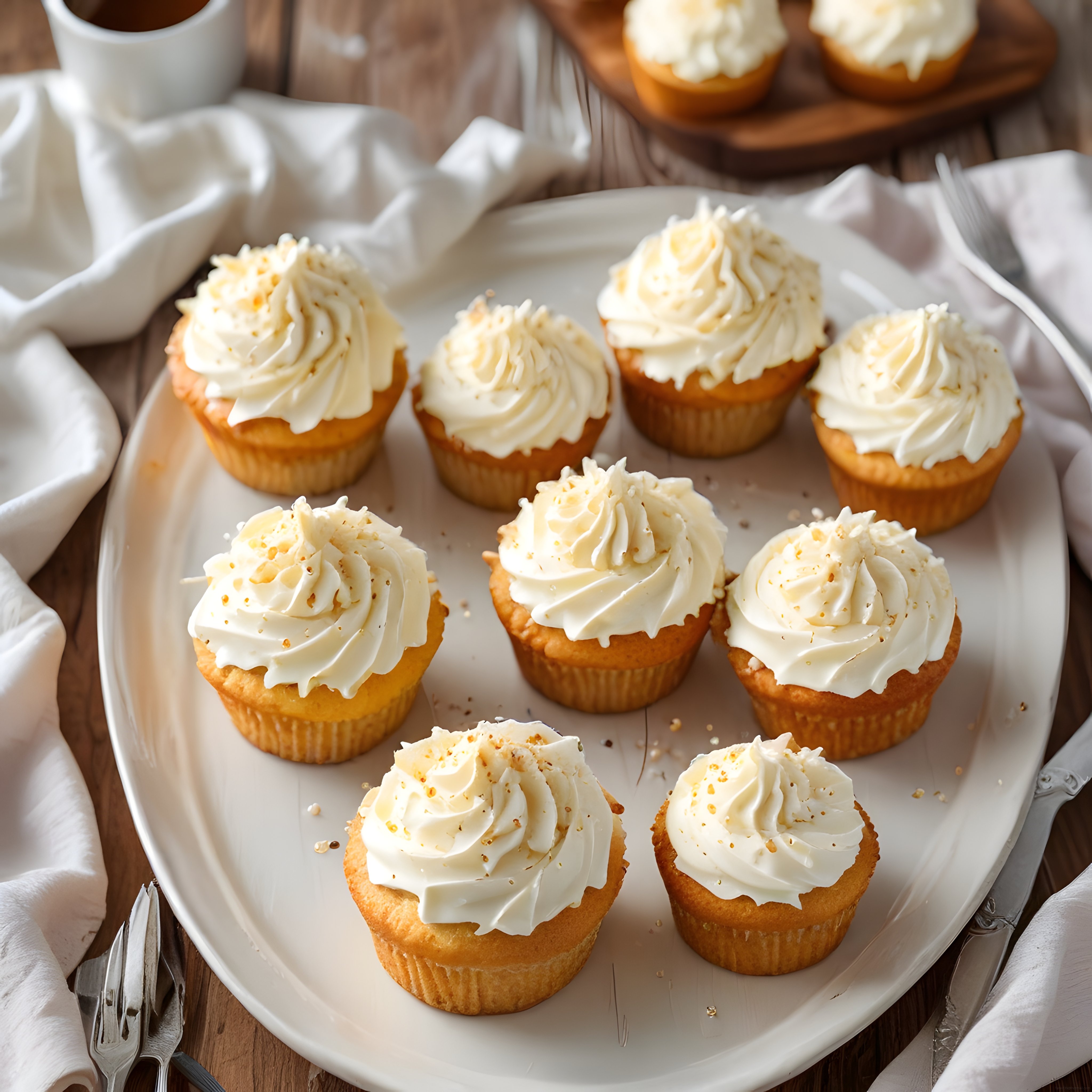 Fırından Yeni Çıkmış Kremalı Vanilya Cupcakeleri ve Sıcak Kahve Eşliğinde