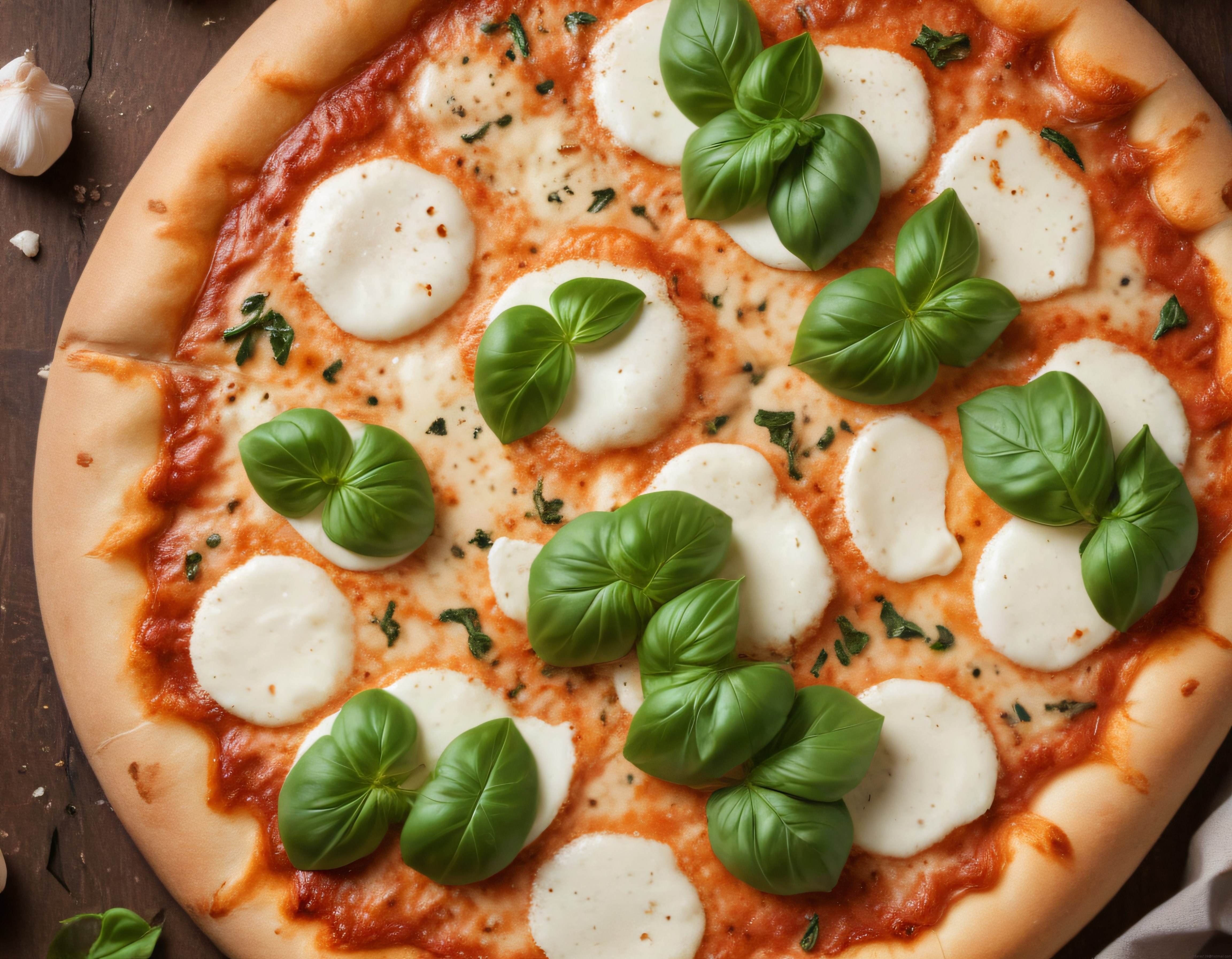 Fırından Yeni Çıkmış Mozzarella ve Fesleğenli İtalyan Margherita Pizza