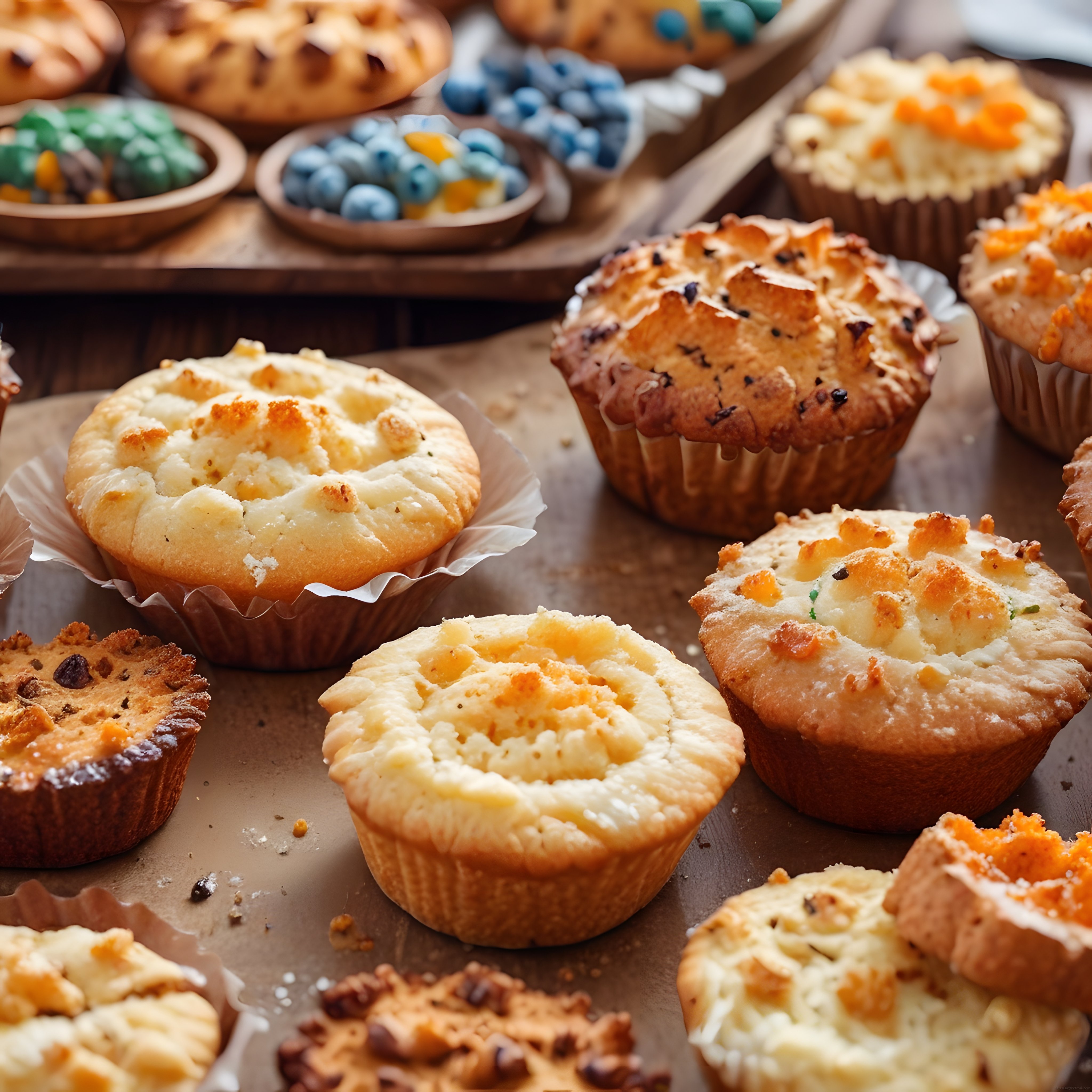 Fırından Yeni Çıkmış Muffin ve Cupcake Çeşitleriyle Harika Bir Tatlı Sunumu