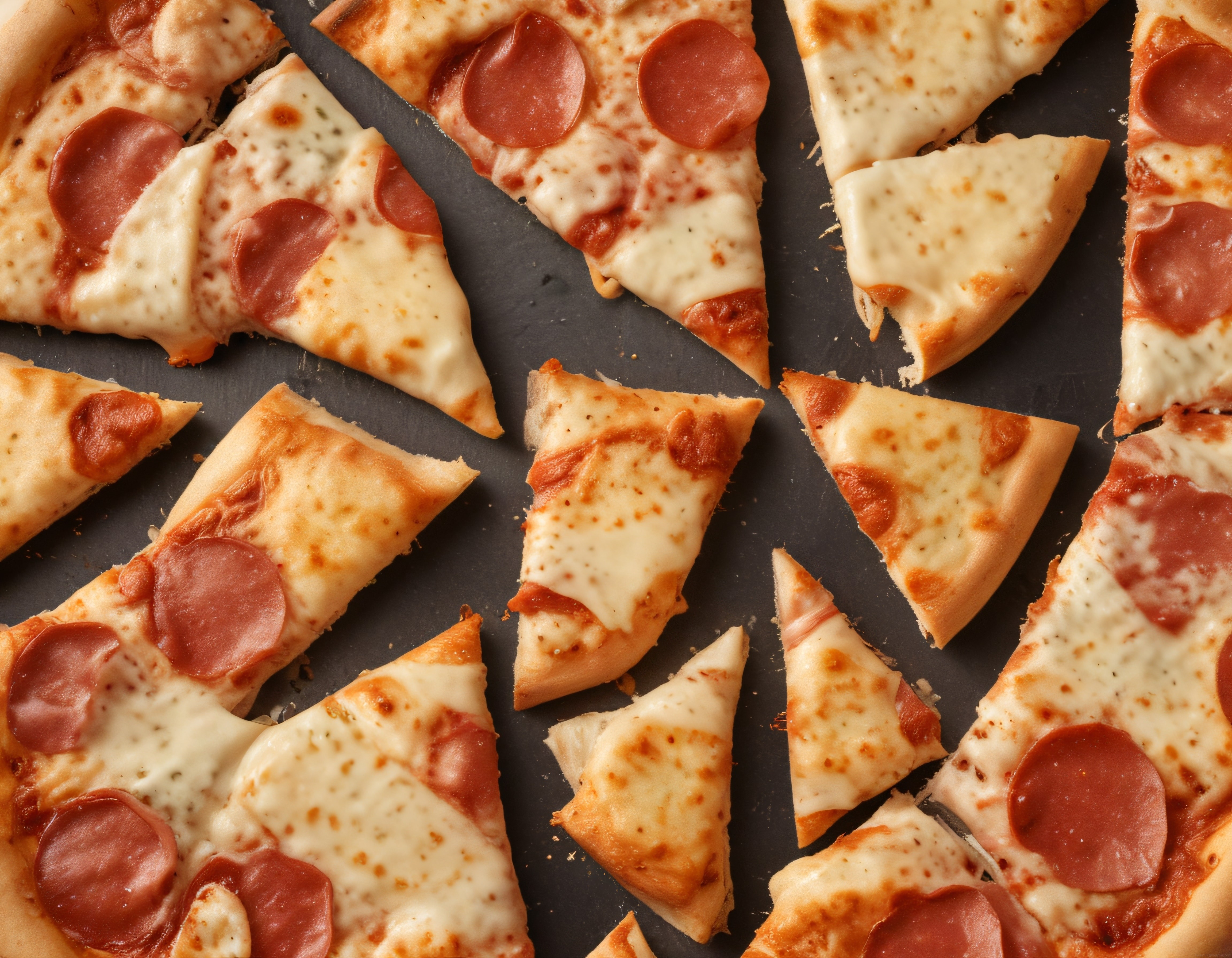 Fırından Yeni Çıkmış Pepperonili ve Bol Peynirli Pizza Dilimleri