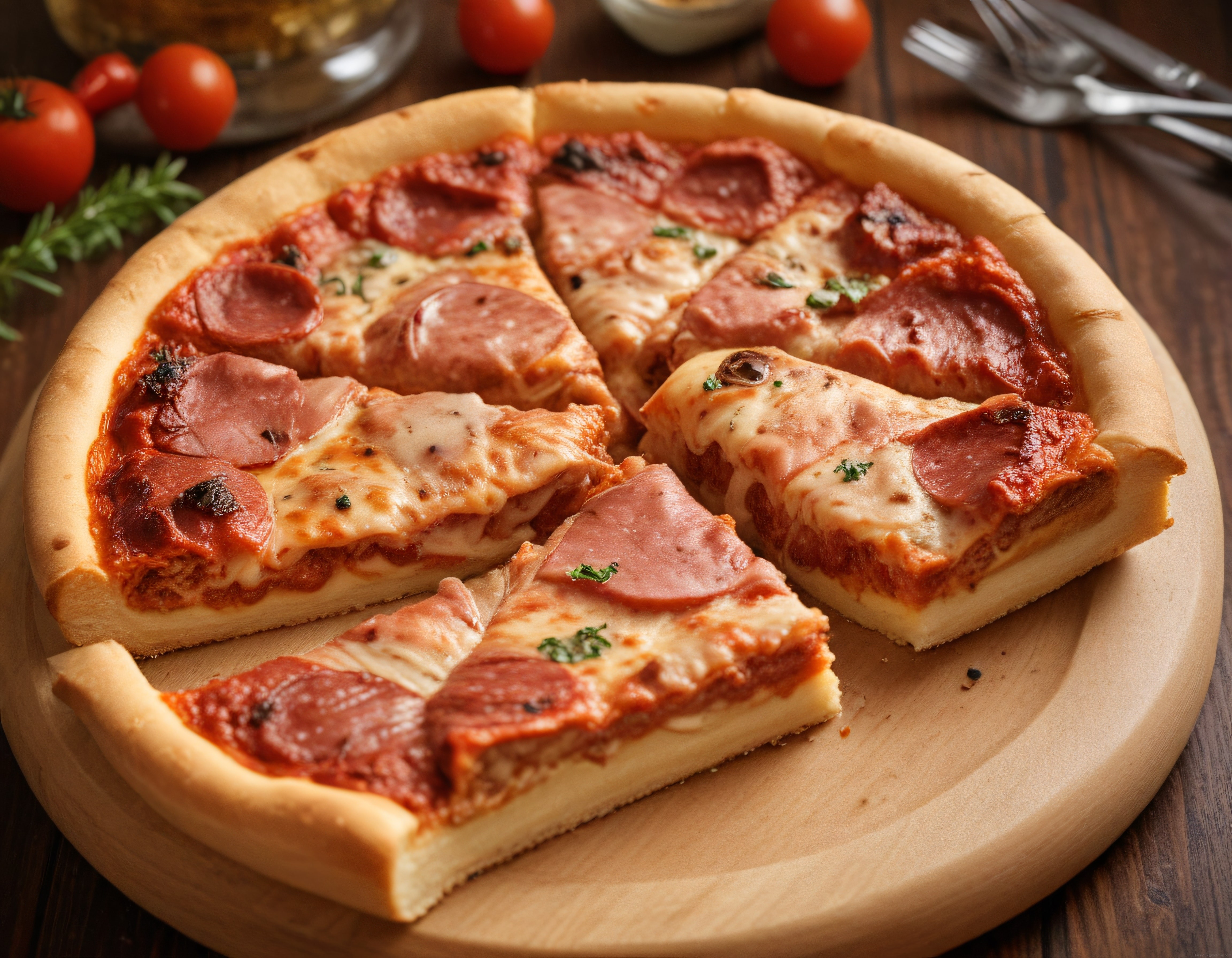 Fırından Yeni Çıkmış Pepperonili ve Jambonlu Ev Yapımı İtalyan Pizza Tarifi