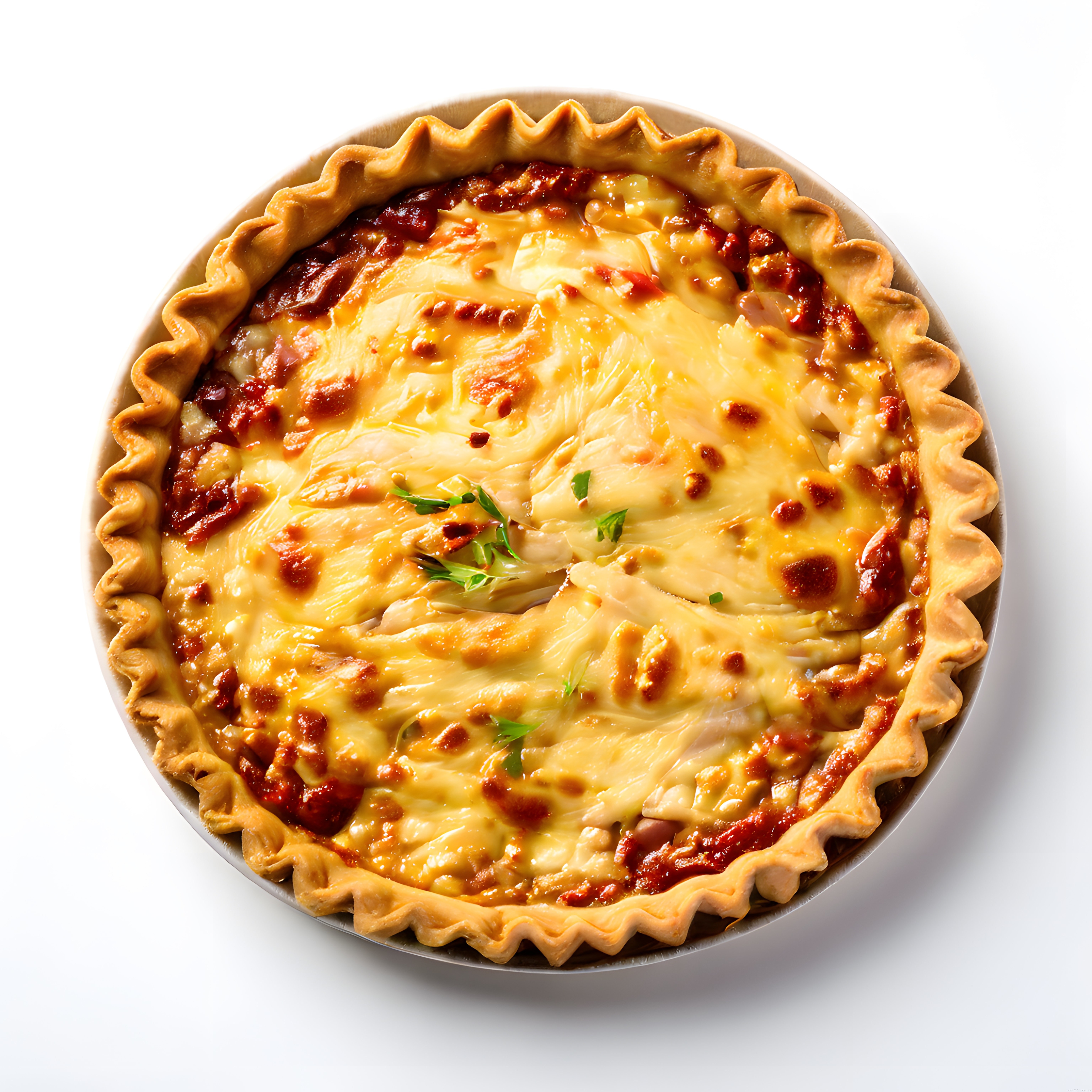 Fırından Yeni Çıkmış Tavuklu Peynirli Ev Yapımı Tart Tarifi ve Sunum