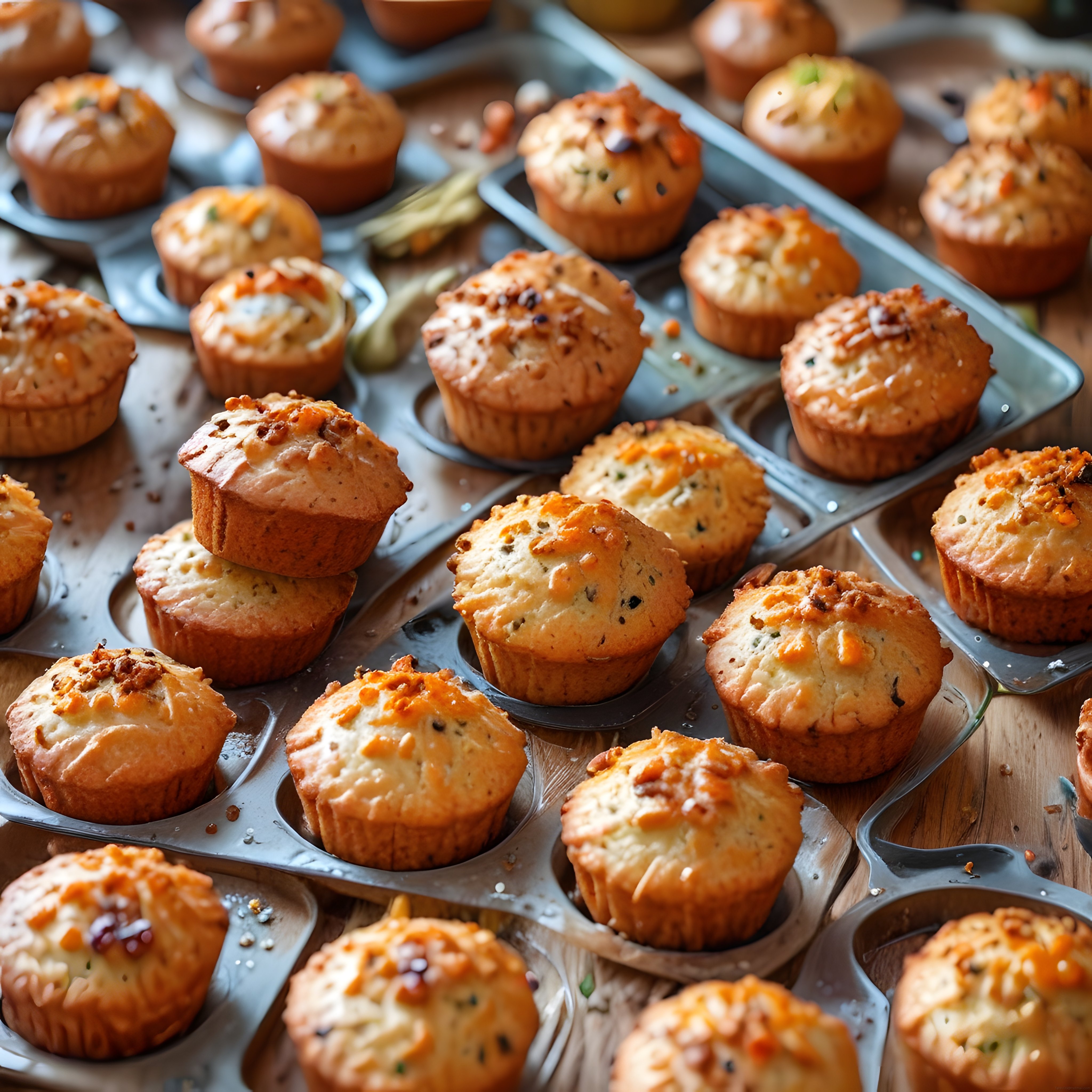 Fırından Yeni Çıkmış Tuzlu Peynirli ve Otlu Muffinlerle Mis Kokulu Mutfak