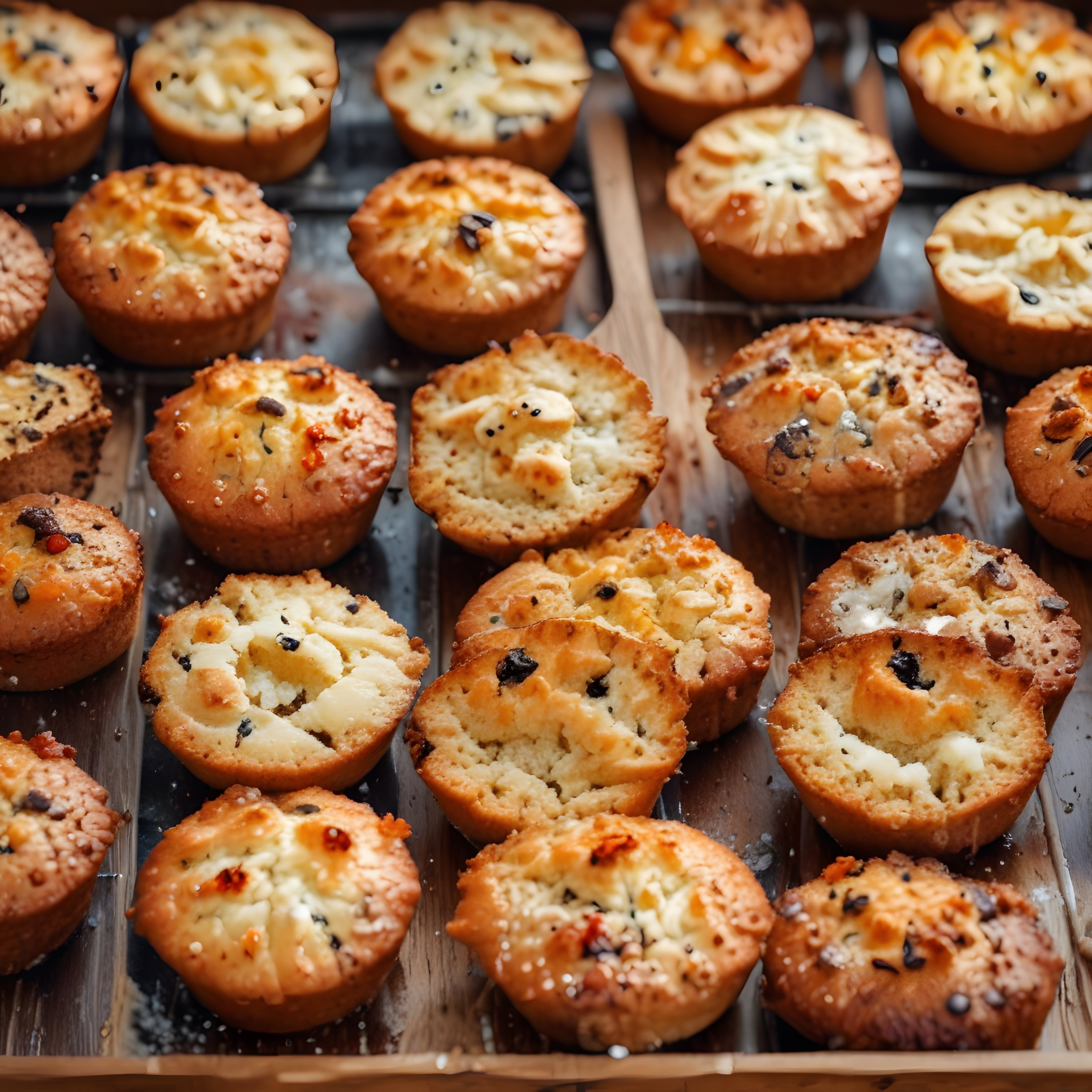 Fırından Yeni Çıkmış Tuzlu Peynirli ve Zeytinli Muffin Tarifi