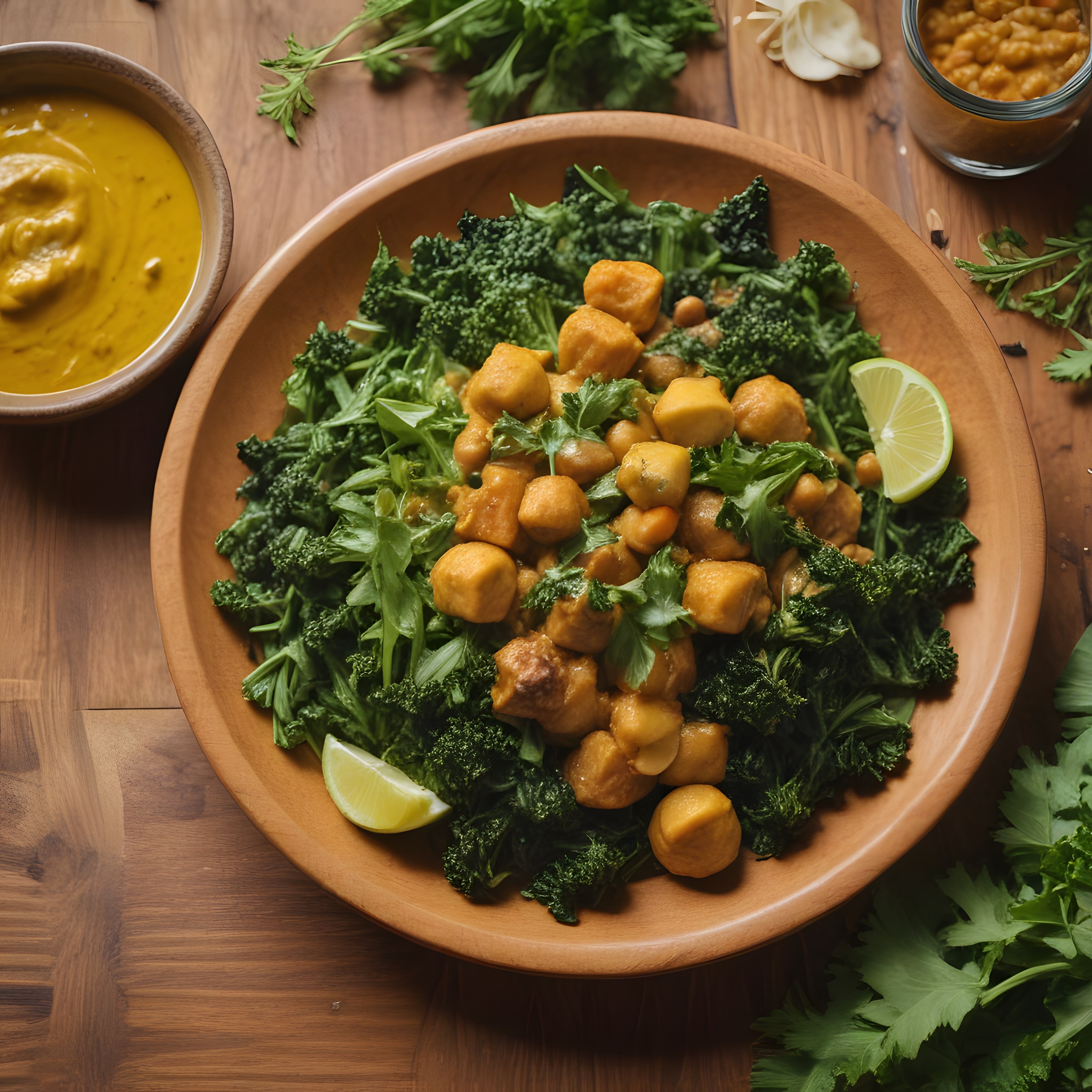 Fırınlanmış Tatlı Patates Nohut ve Yeşilliklerle Dolu Sağlıklı Vegan Kase