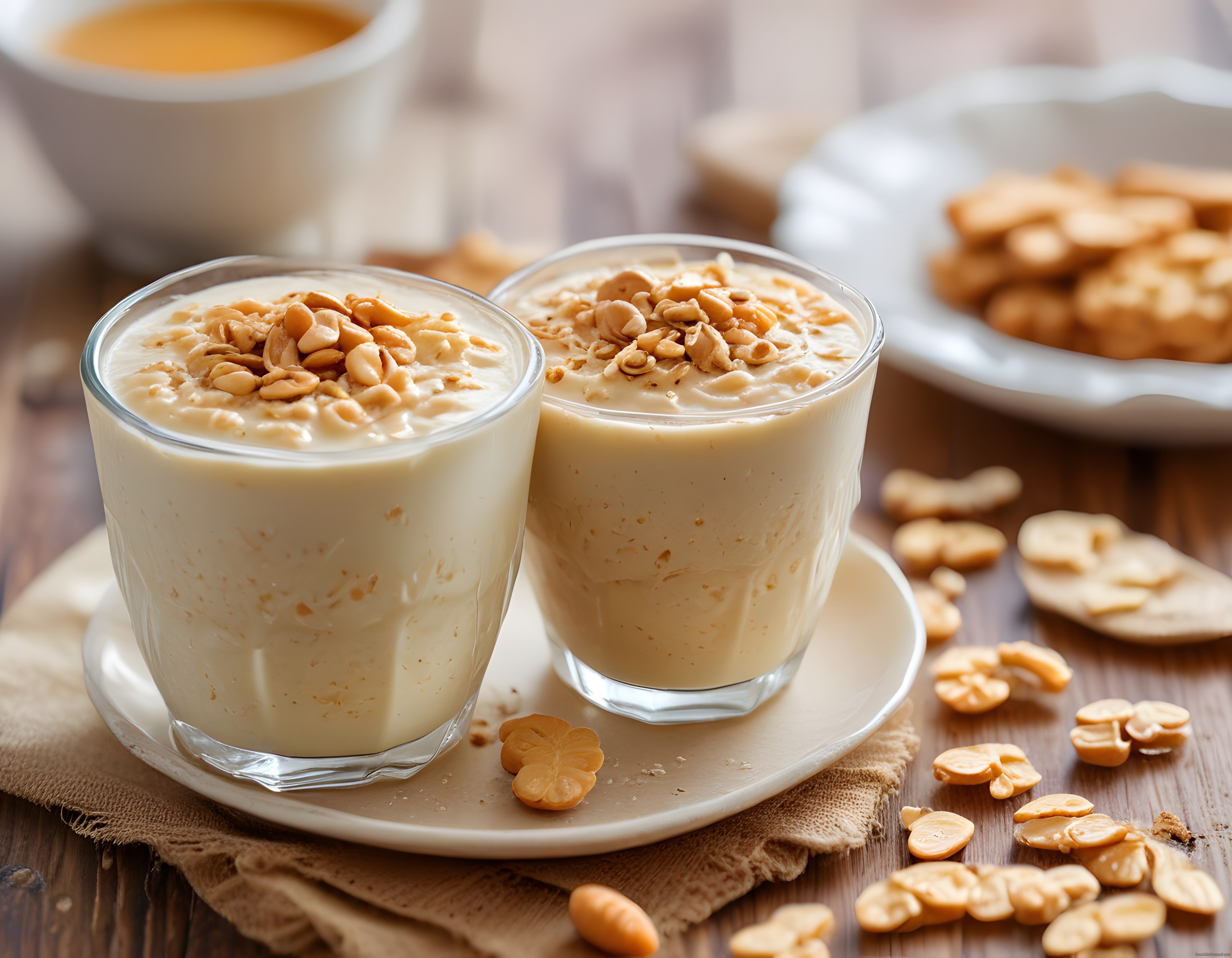 Fıstık Parçacıklı Ev Yapımı Kremalı Puding Tarifi ve Kahve Sunumu