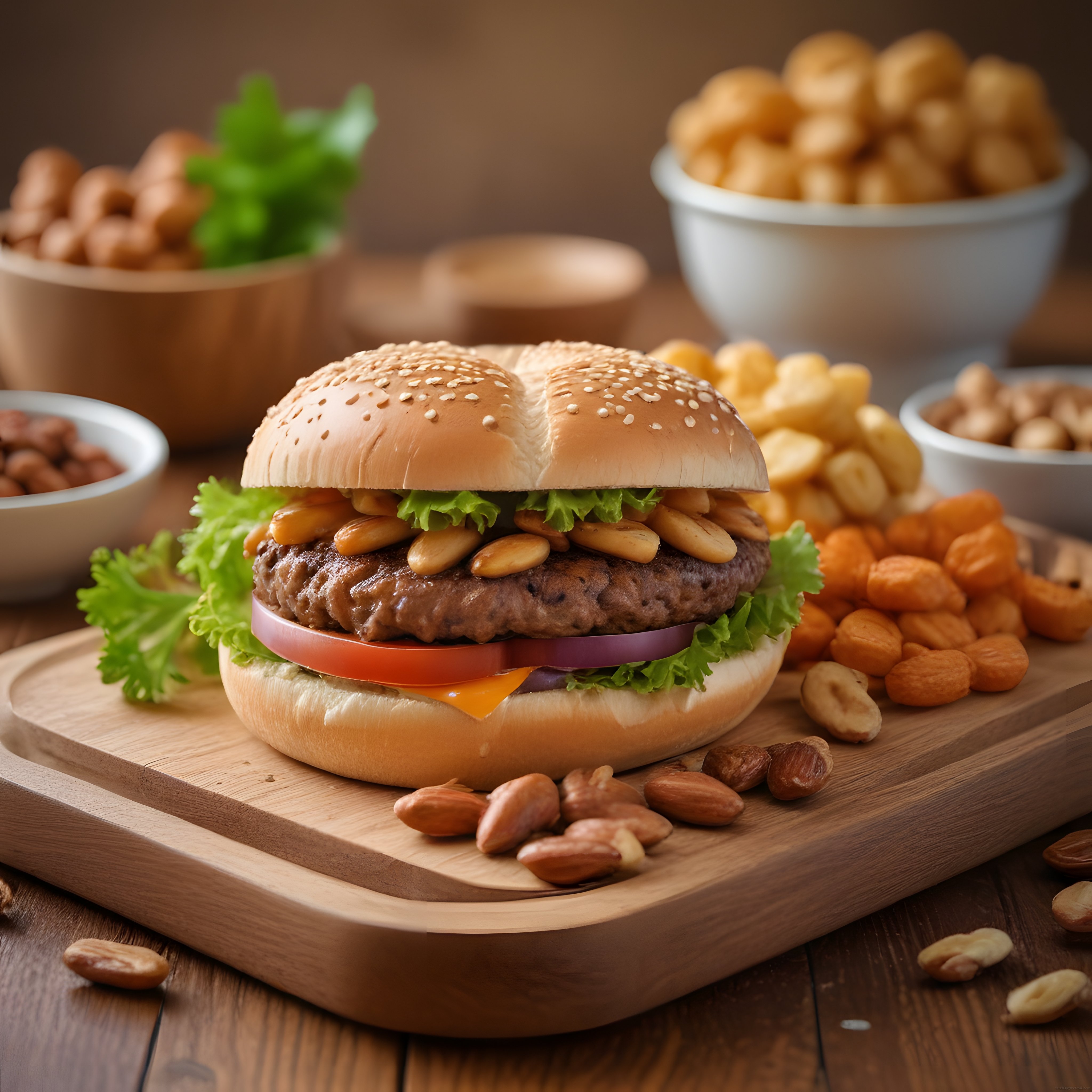 Fıstık ve Kuruyemişli Nefis Hamburger Tarifi ile Ev Yapımı Gourmet Burger Sunum