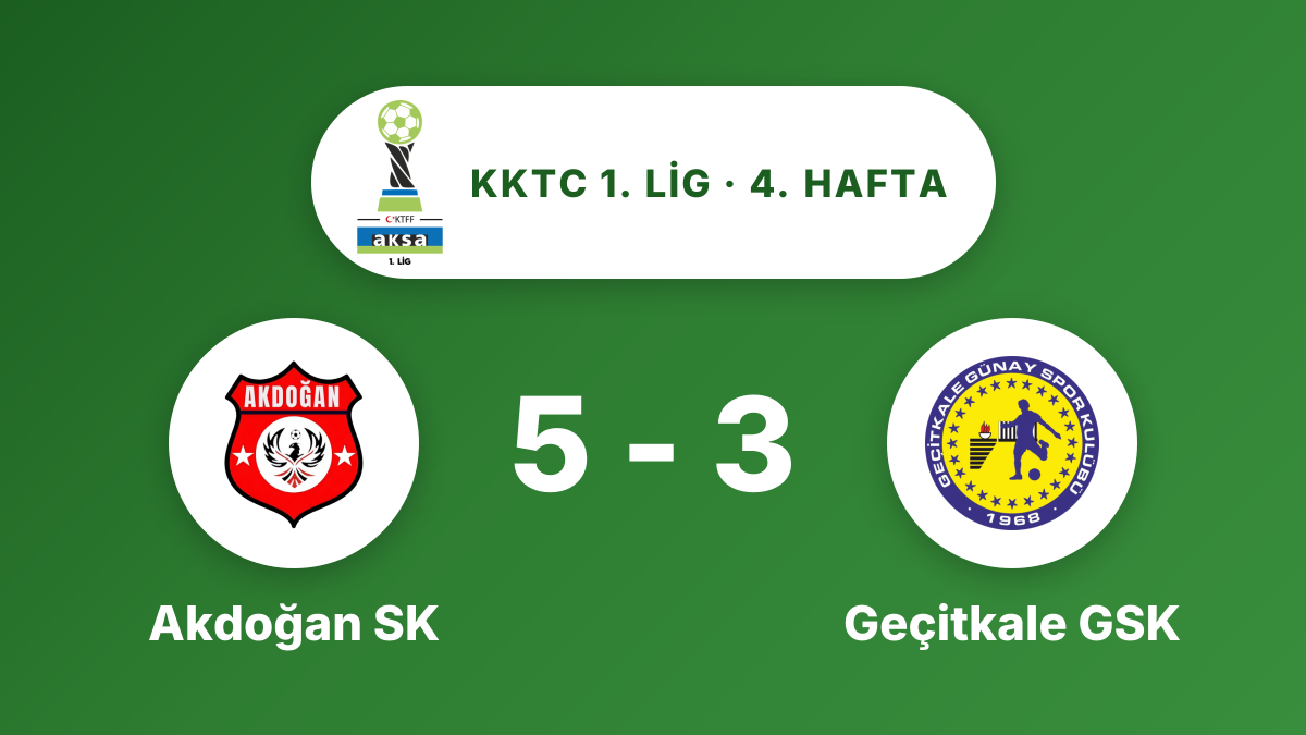 Akdoğan SK, Geçitkale GSK'yi 5-3 yendi