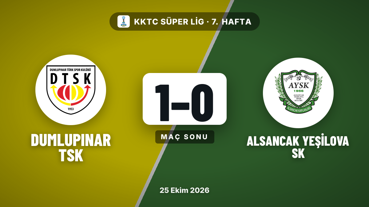 Dumlupınar TSK, Alsancak Yeşilova SK'yi 1-0 yendi