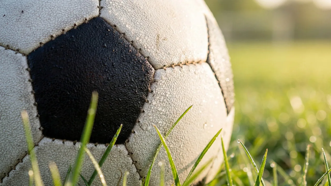 Futbol sahası yakın plan - yeşil çim