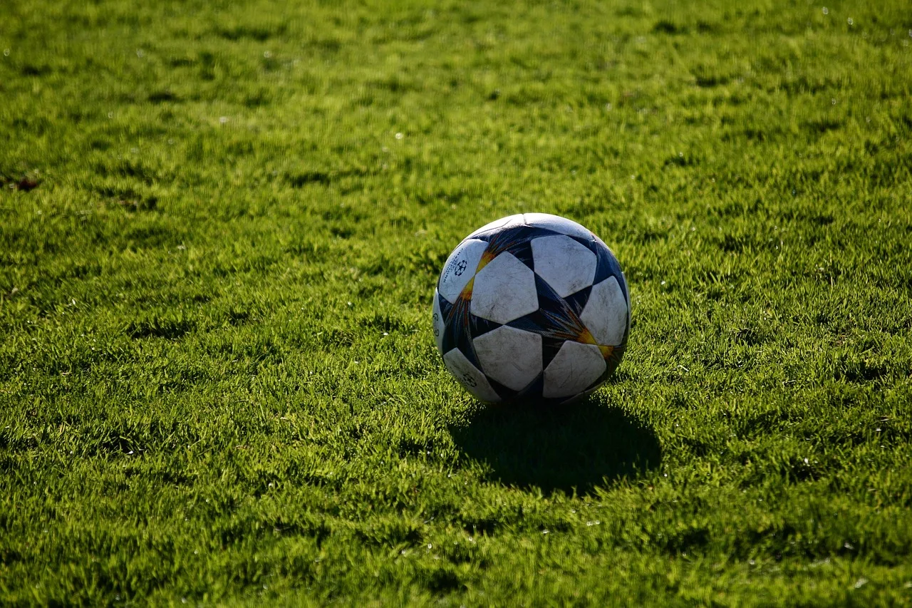 Futbol sahasında yeşil çim topu