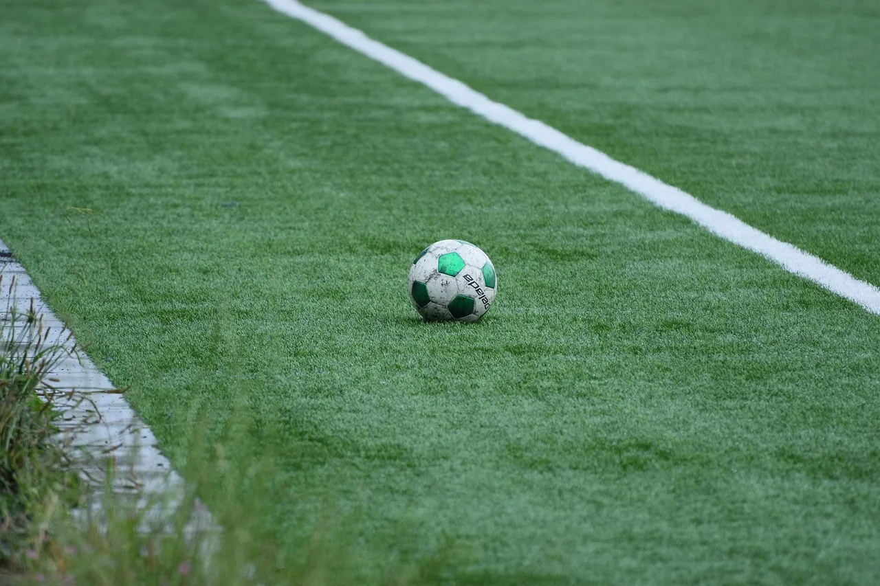 Futbol topu yeşil çim sahada - stadyum manzarası