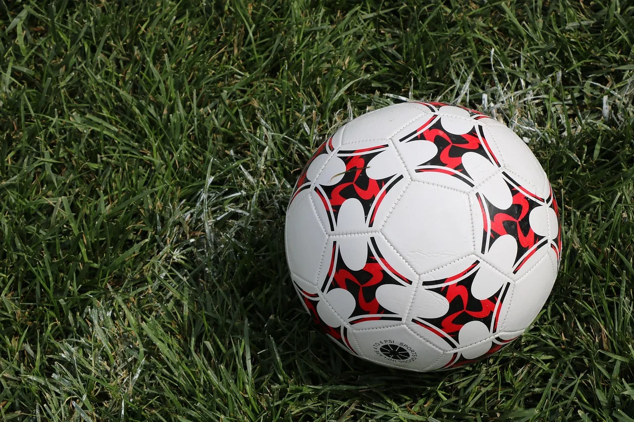 Futbol topu yeşil doğa sahasında - açık hava sporu