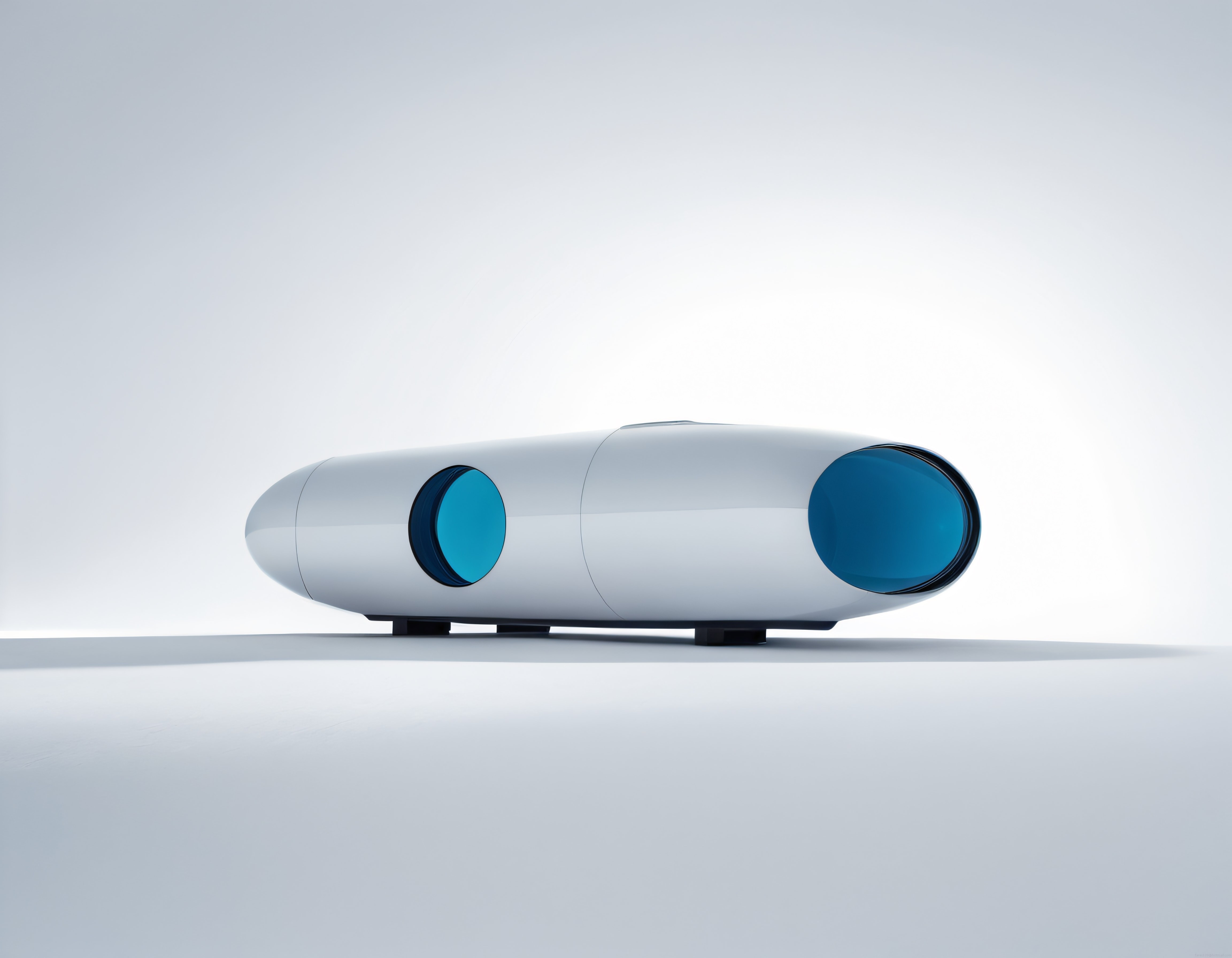 Fütüristik Kapsül Ev Konsepti: Minimalist Tasarım ve Mavi Pencereler