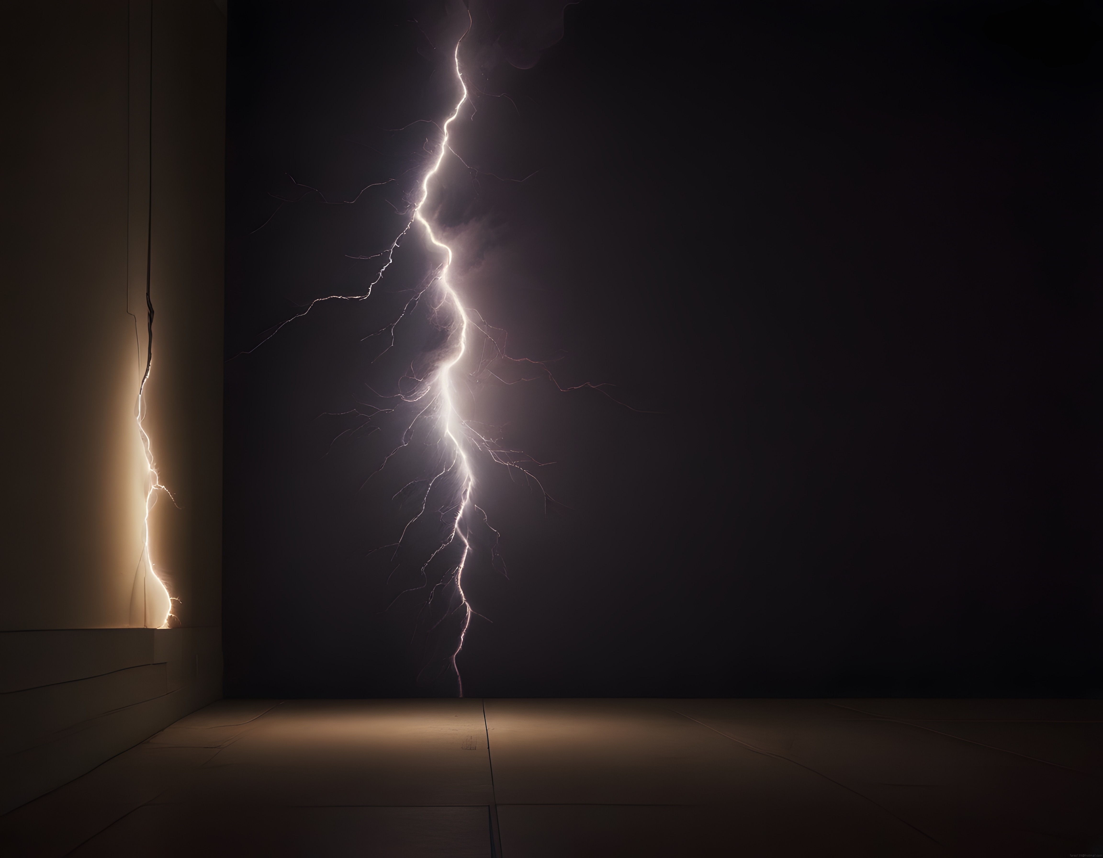 Galeri Duvarında Sergilenen Büyüleyici Yıldırım Fotoğrafı ve Elektrikli Atmosfer