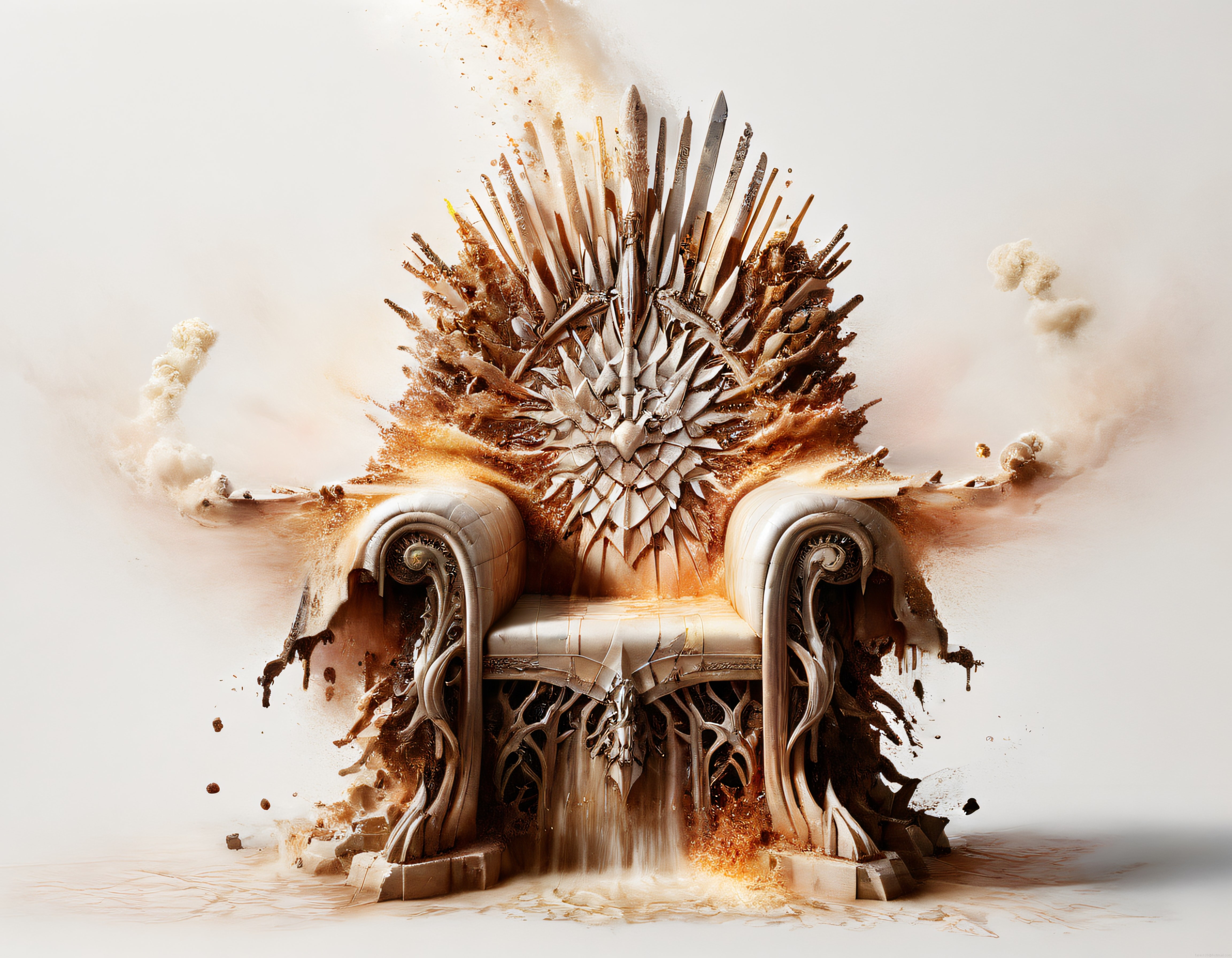 game of thrones ilhamlı demir tahtın ihtişamlı yıkıcı sanatsal tasvir