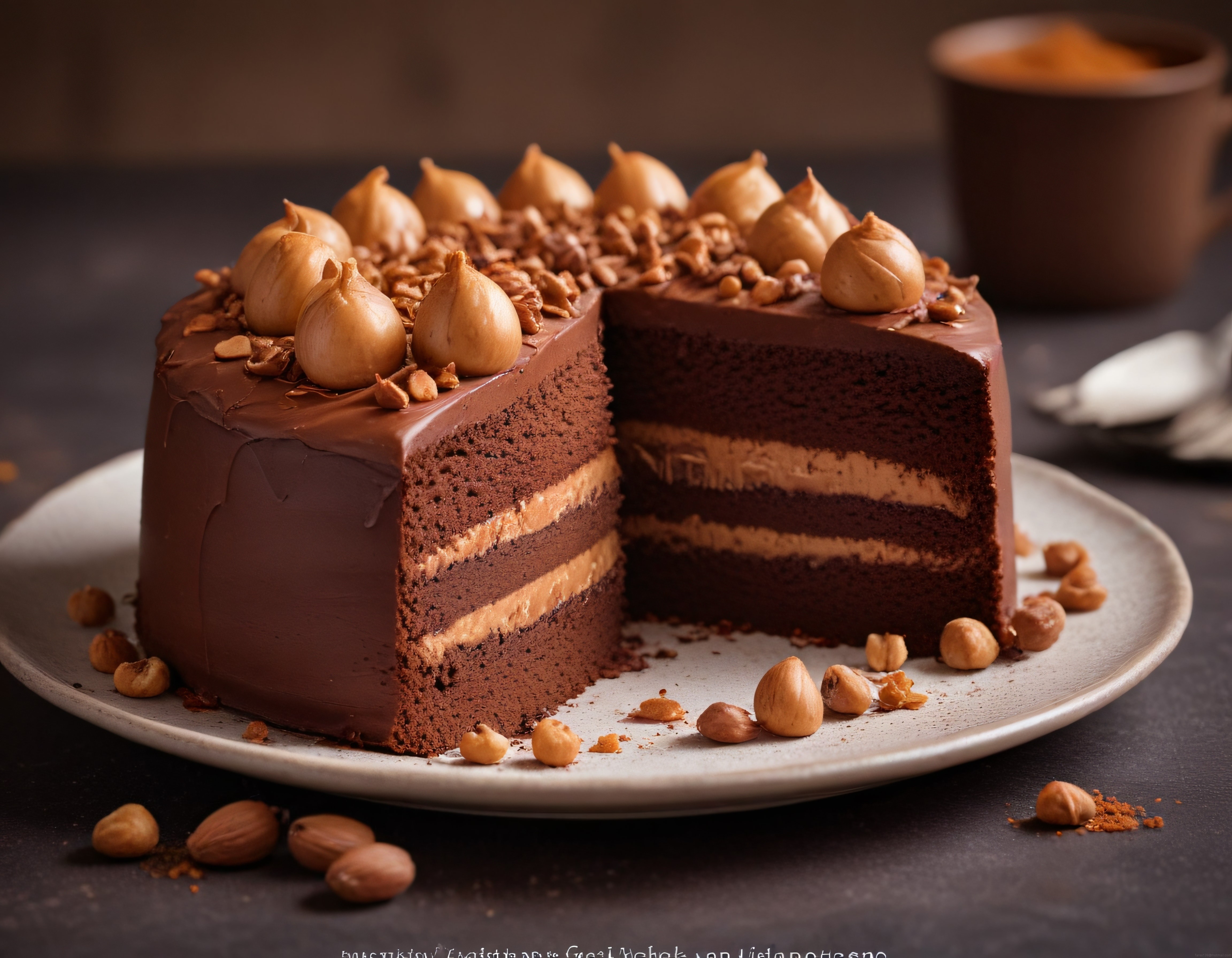 Ganaj Kaplamalı Çikolatalı Katlı Pasta: Fındık ve Kremayla Zengin Tatlı Keyfi