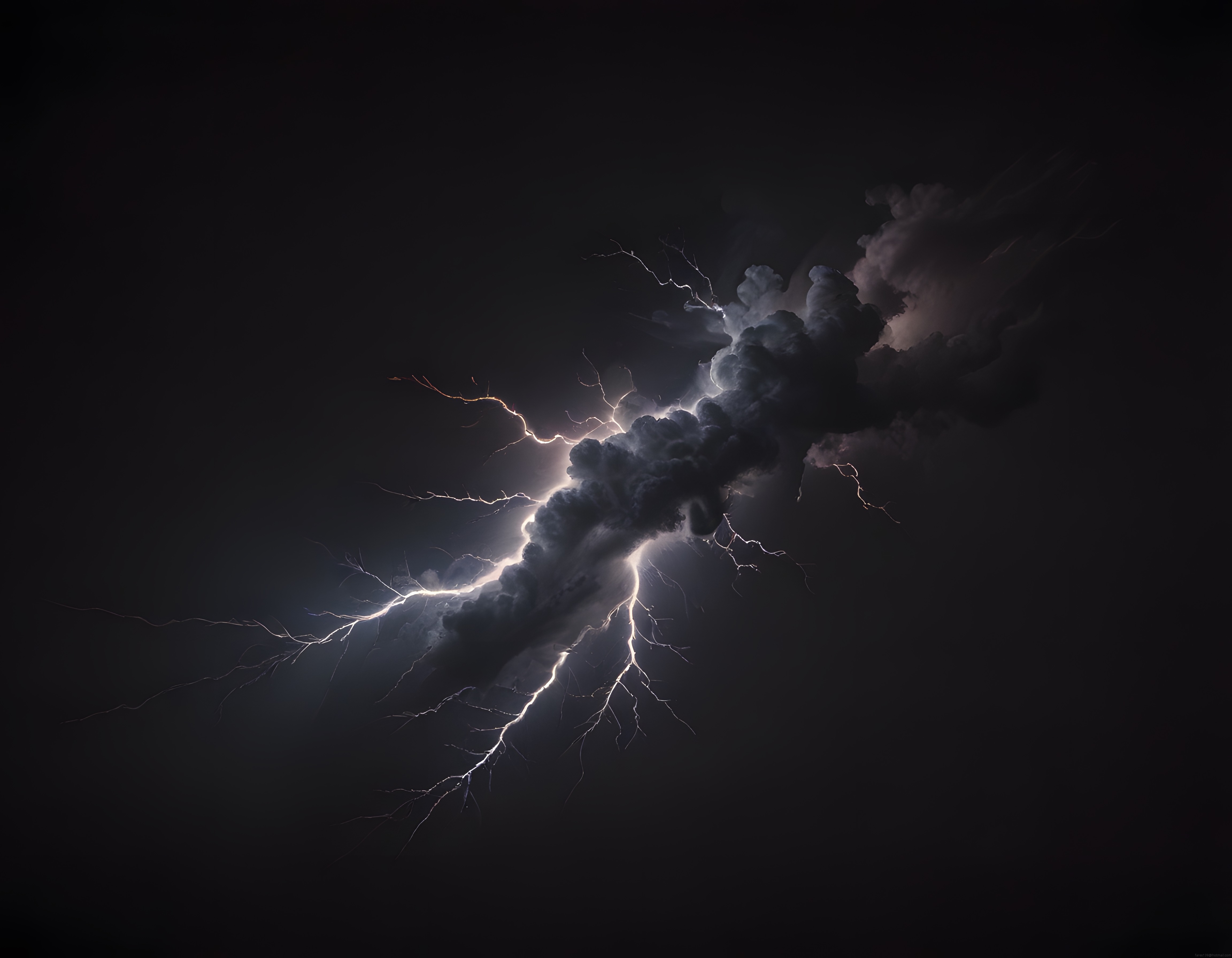 Gece Gökyüzünde Şimşek Çakan Dolu Bulutların Gizemli ve Güçlü Atmosferi