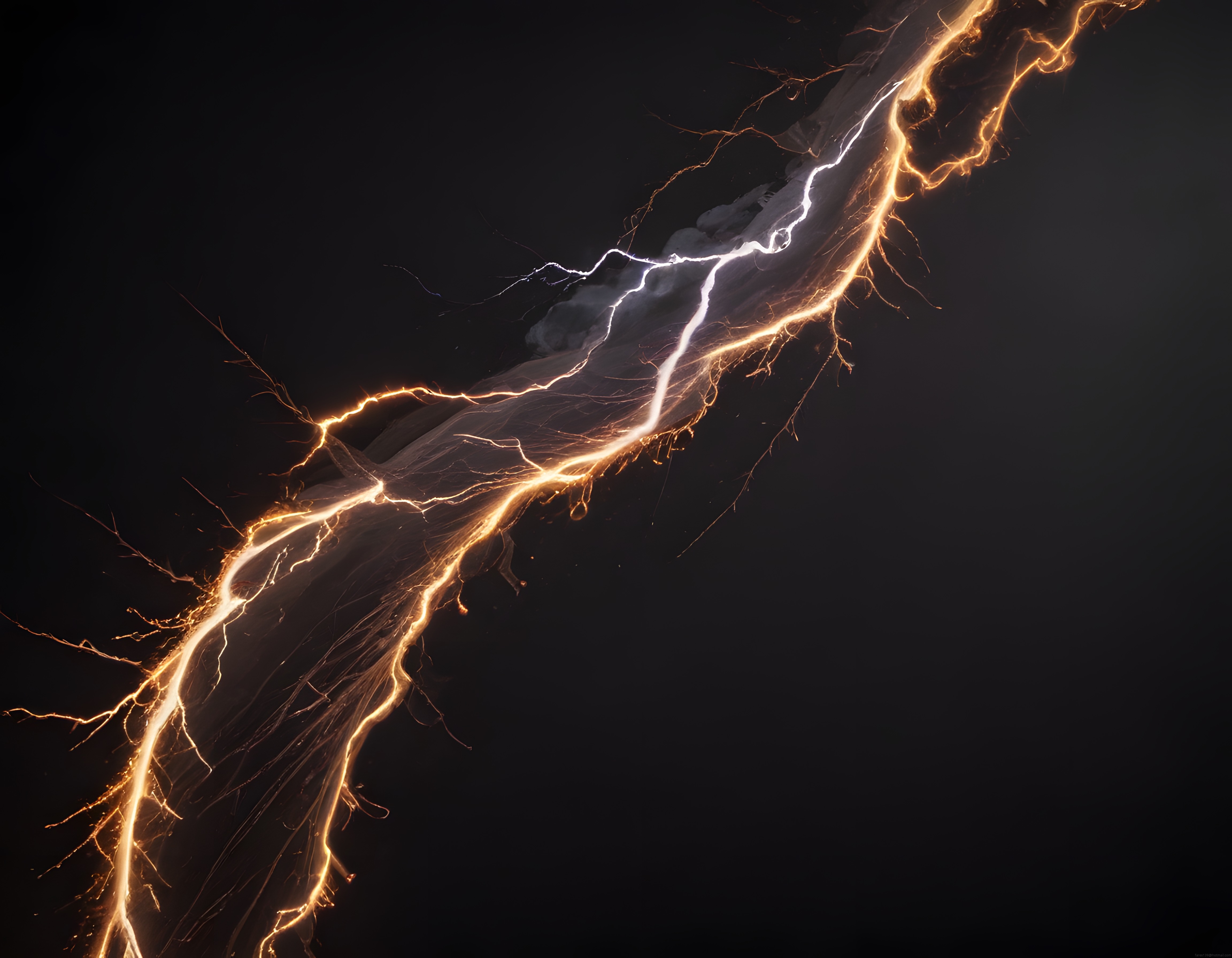 Gece Semasında Çakan Parlak Yıldırım ve Elektrikli Gökyüzü Manzarası
