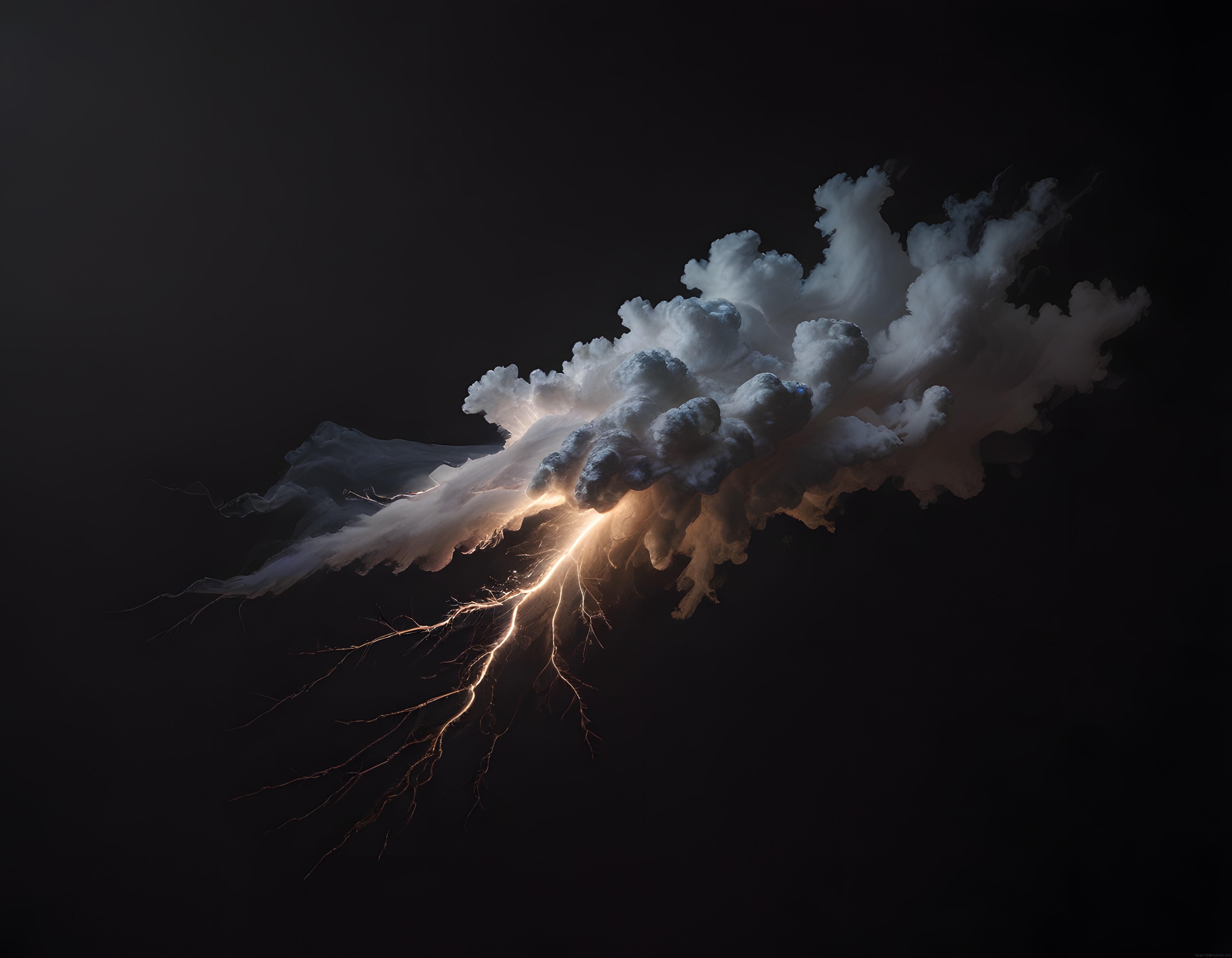 Gece Yarısı Fırtınasında Parlayan Şimşek ve Cumulonimbus Bulutları