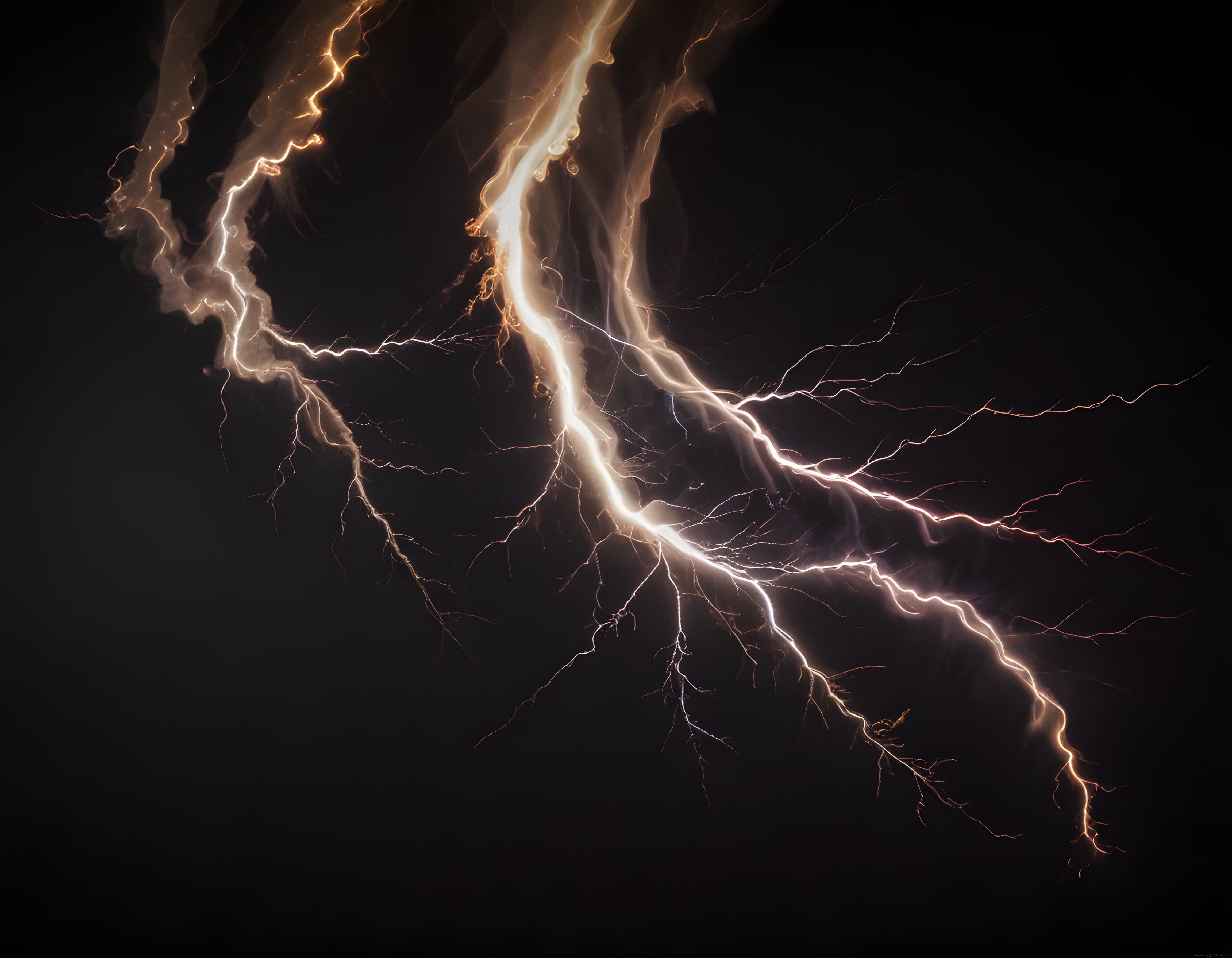 Gece Yarısı Gökyüzünde Dallanan Büyüleyici Yıldırım ve Elektrikli Atmosfer