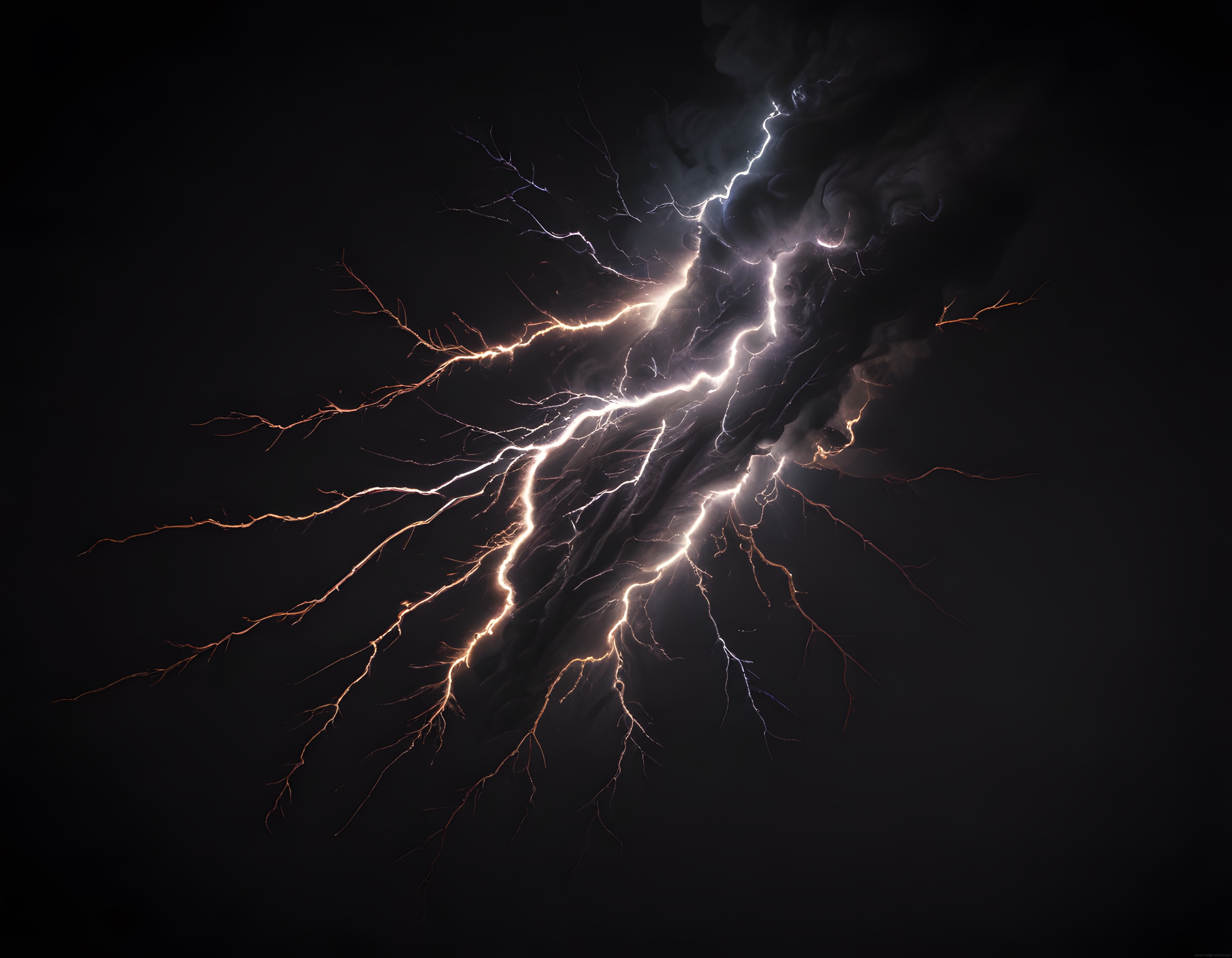Gecenin Karanlığında Dallanan Şimşek ve Yıldırımın Büyüleyici Görüntüsü