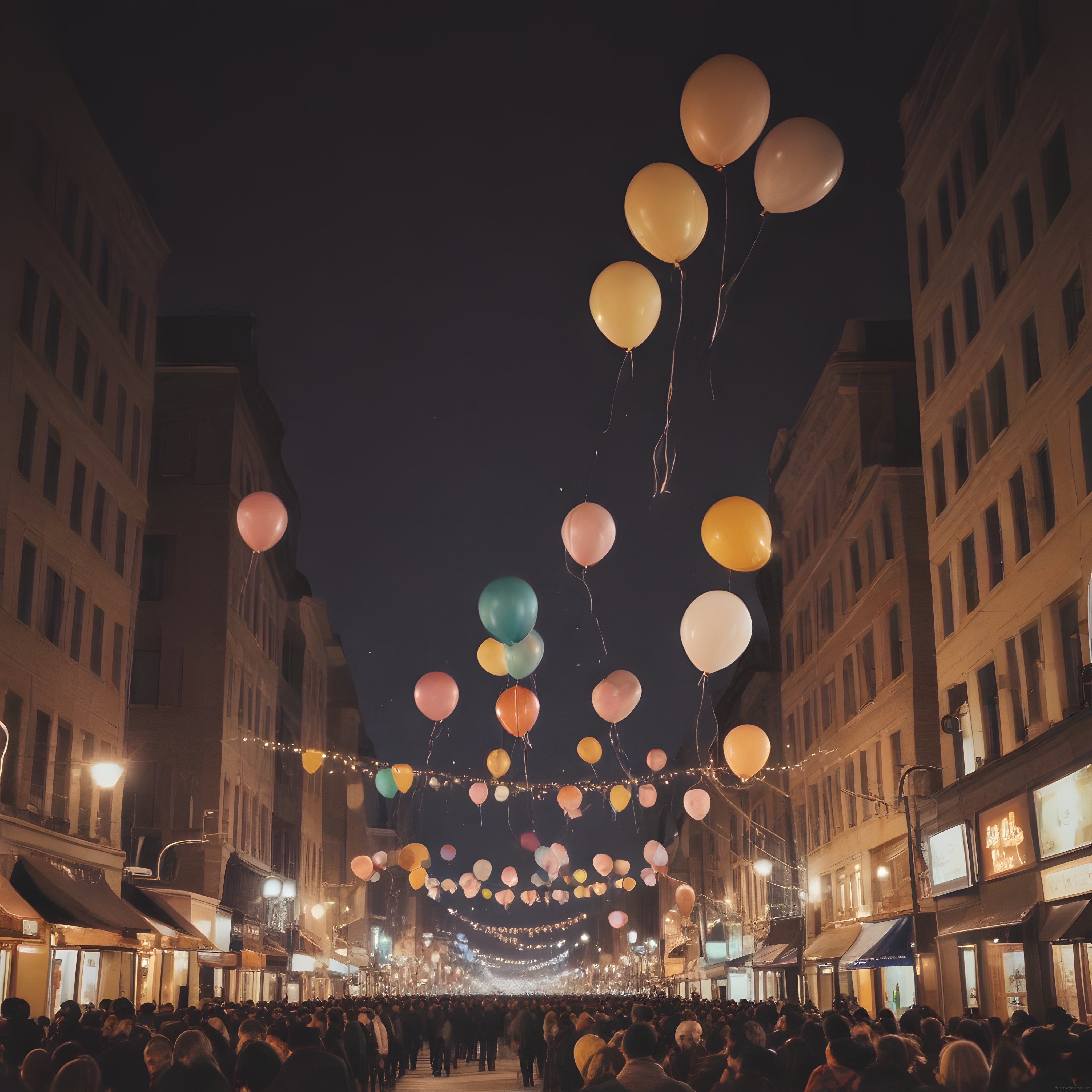 Geceye Renk Katan Şehir Festivali: Balonlar ve Kalabalık Cadde Atmosferi