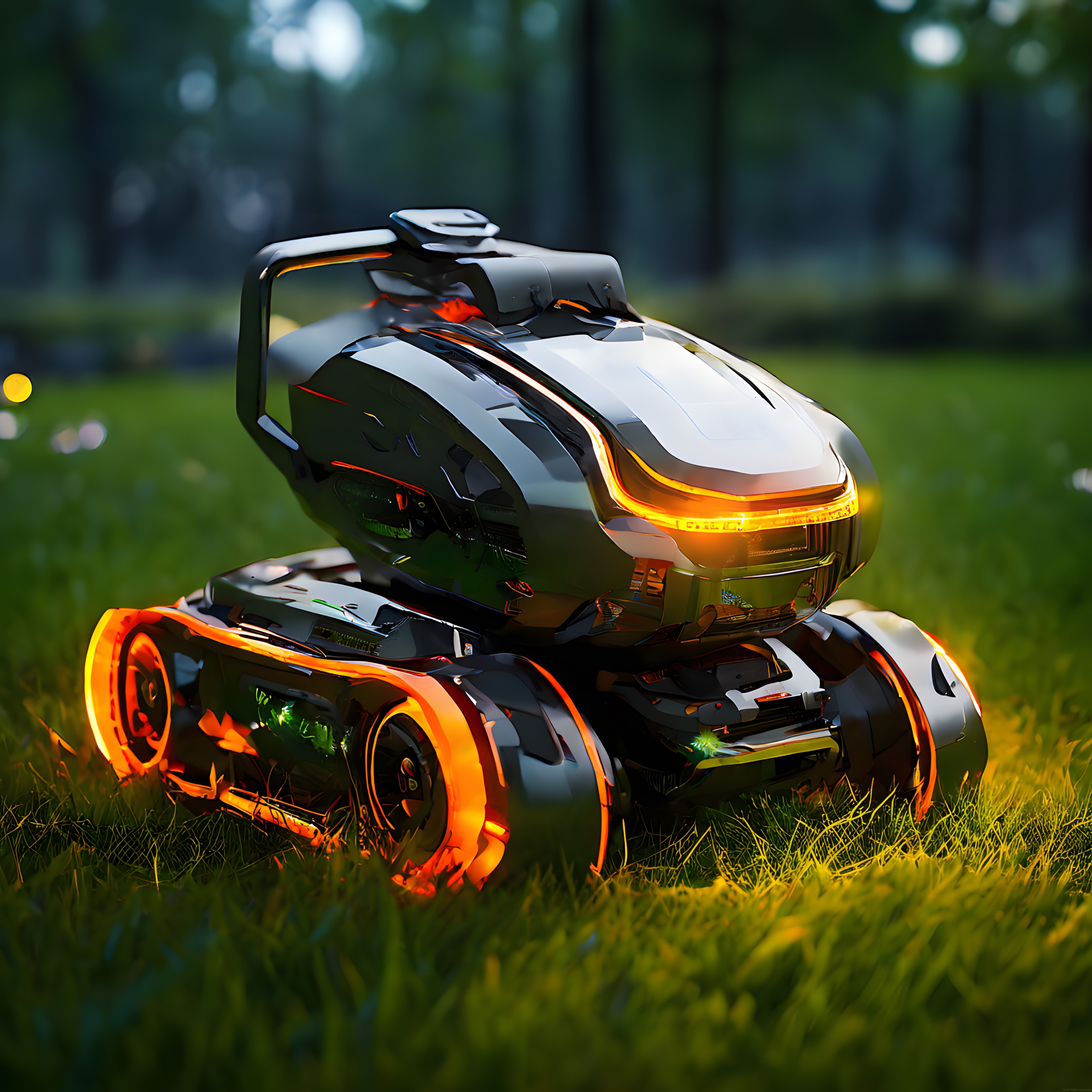 Geleceğin Bahçe Robotu: Fütüristik Tasarımıyla Çimenlik Alanda Otonom Devriye