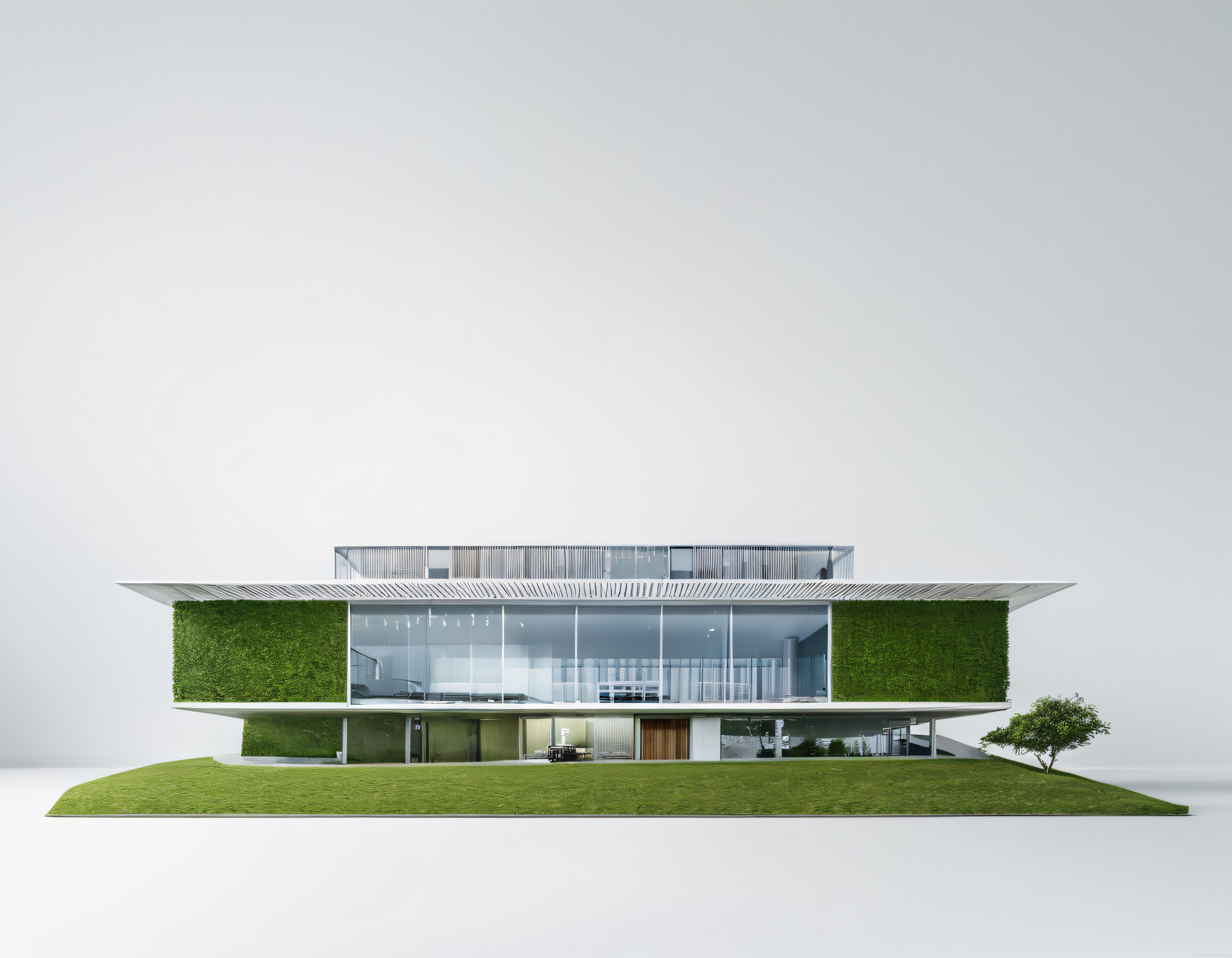 Geleceğin Ekolojik Evleri: Çim Cepheli ve Uzatılmış Çatılı Modern Villa