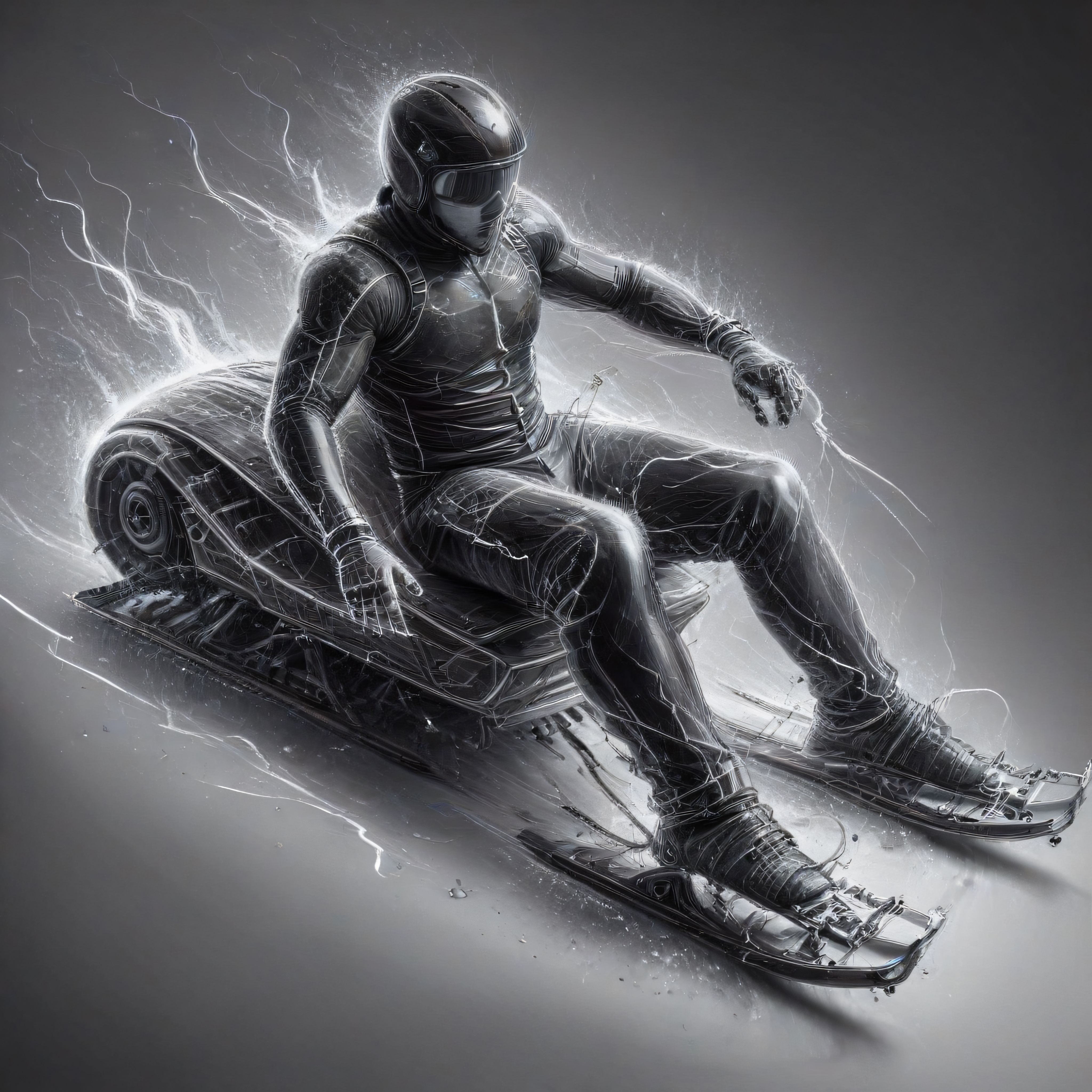 Geleceğin Kar Motoru Sürücüsü: Dijital Wireframe Konsept Sanat