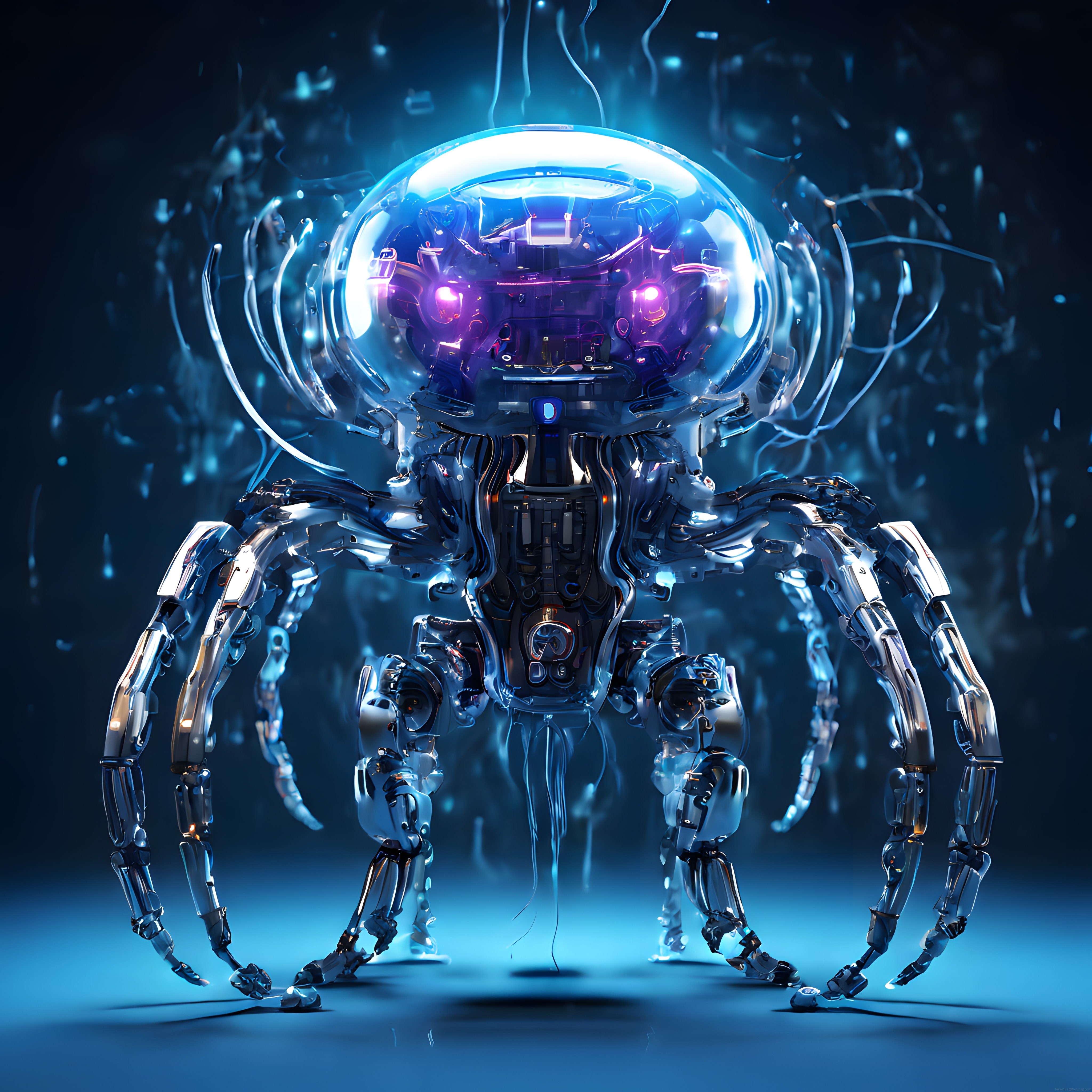 Geleceğin mekanik örümcek robotu: Cam kubbeli yapay zeka varlığı