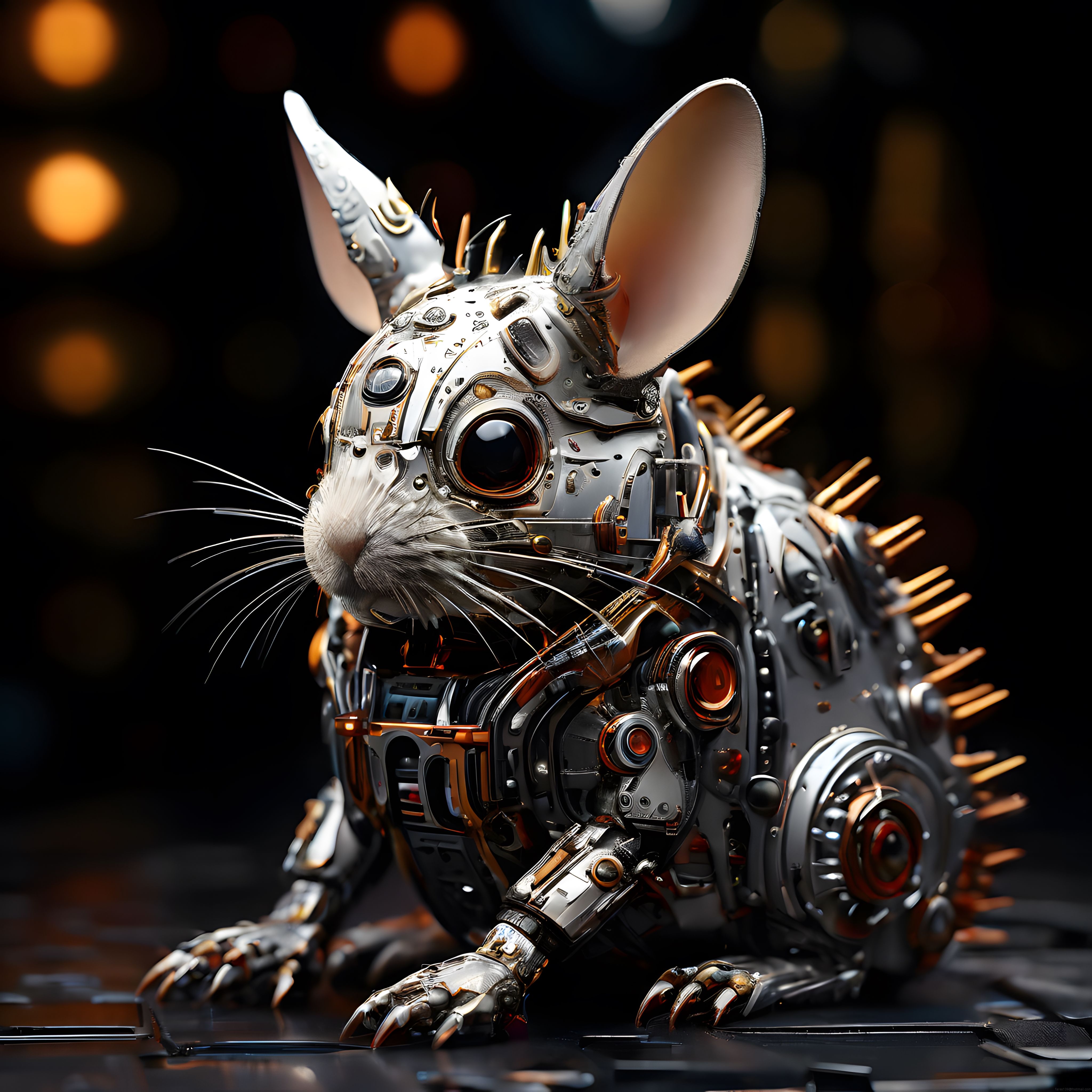 Geleceğin Mekanik Tavşan Robotu: Altın ve Gümüş Tonlarında 3D Tasarım