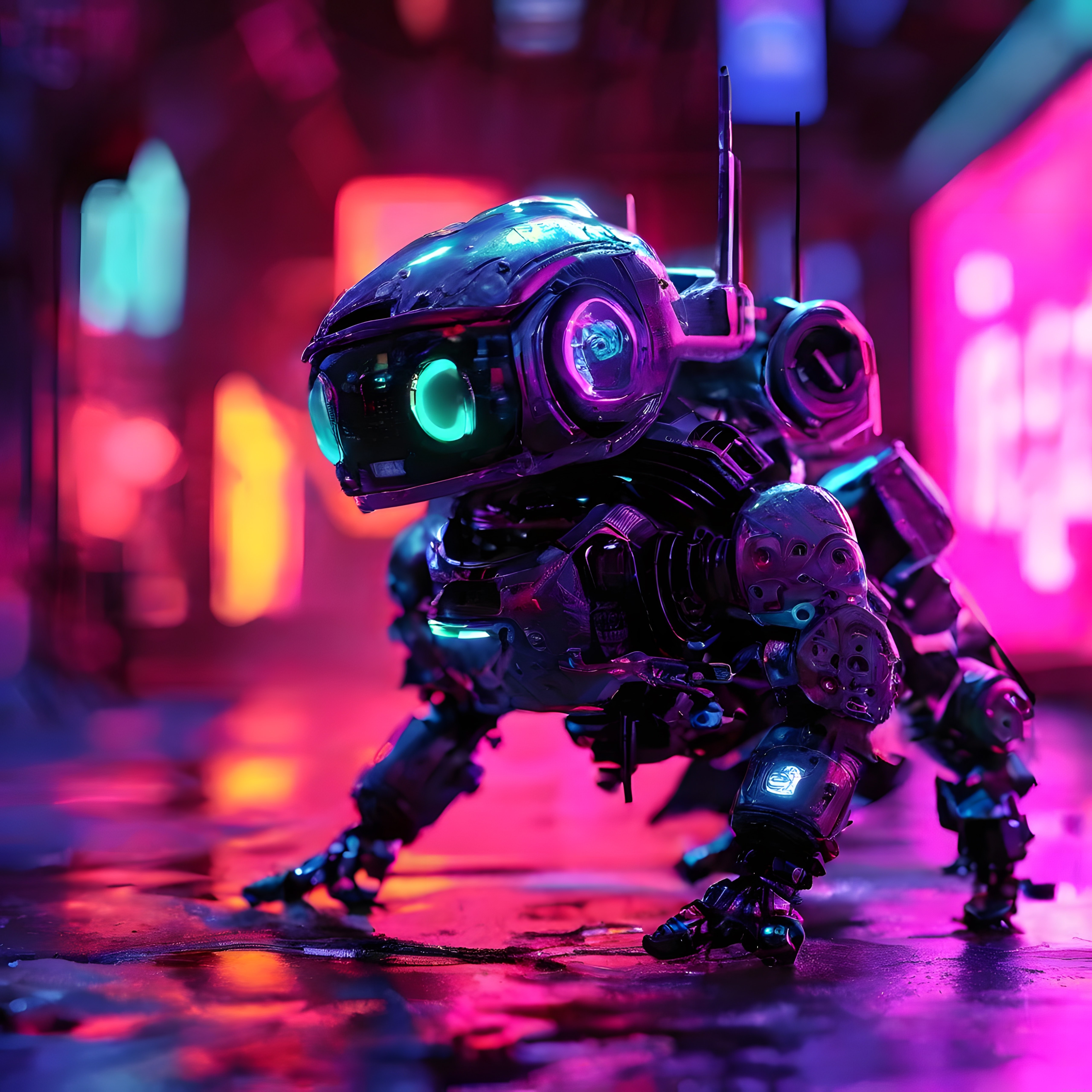 Geleceğin Metropolisinde Yalnız Bir Robot ve Renkli Neon Işıklar