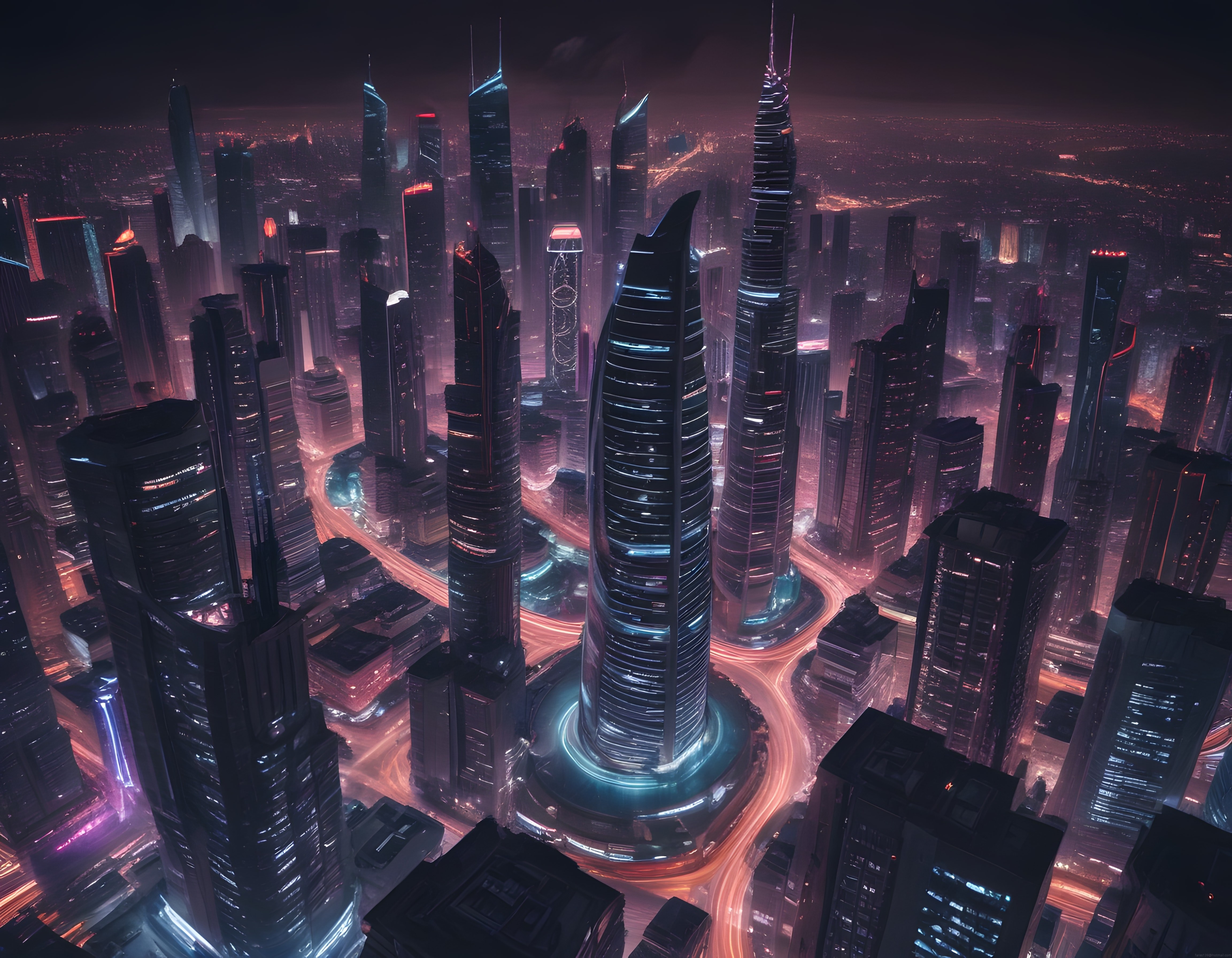 Geleceğin Metropolü: Neon Işıklarla Aydınlanan Cyberpunk Şehir Panoraması