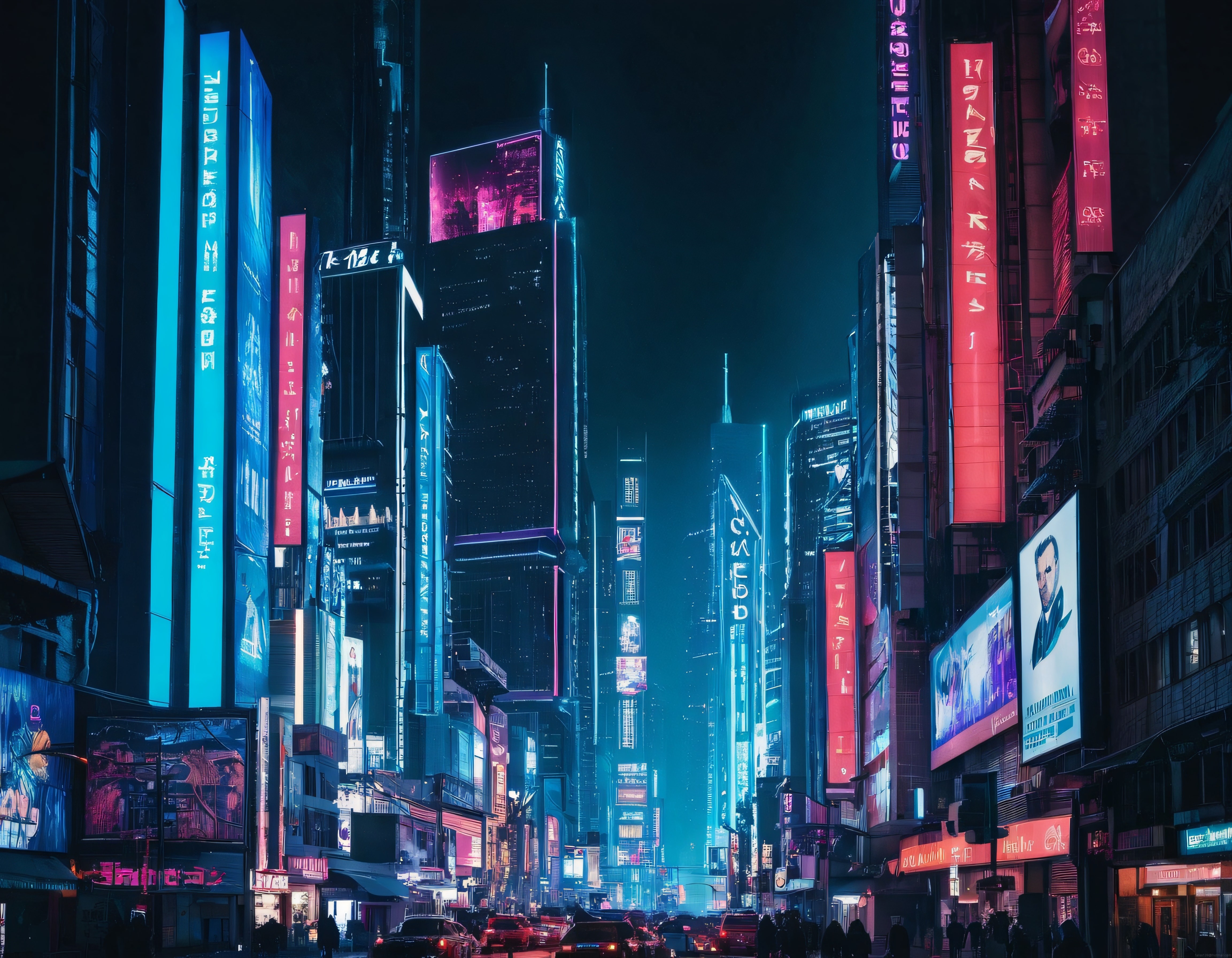 Geleceğin Metropolünde Neon Yansımaları ve Distopik Gece Manzarası
