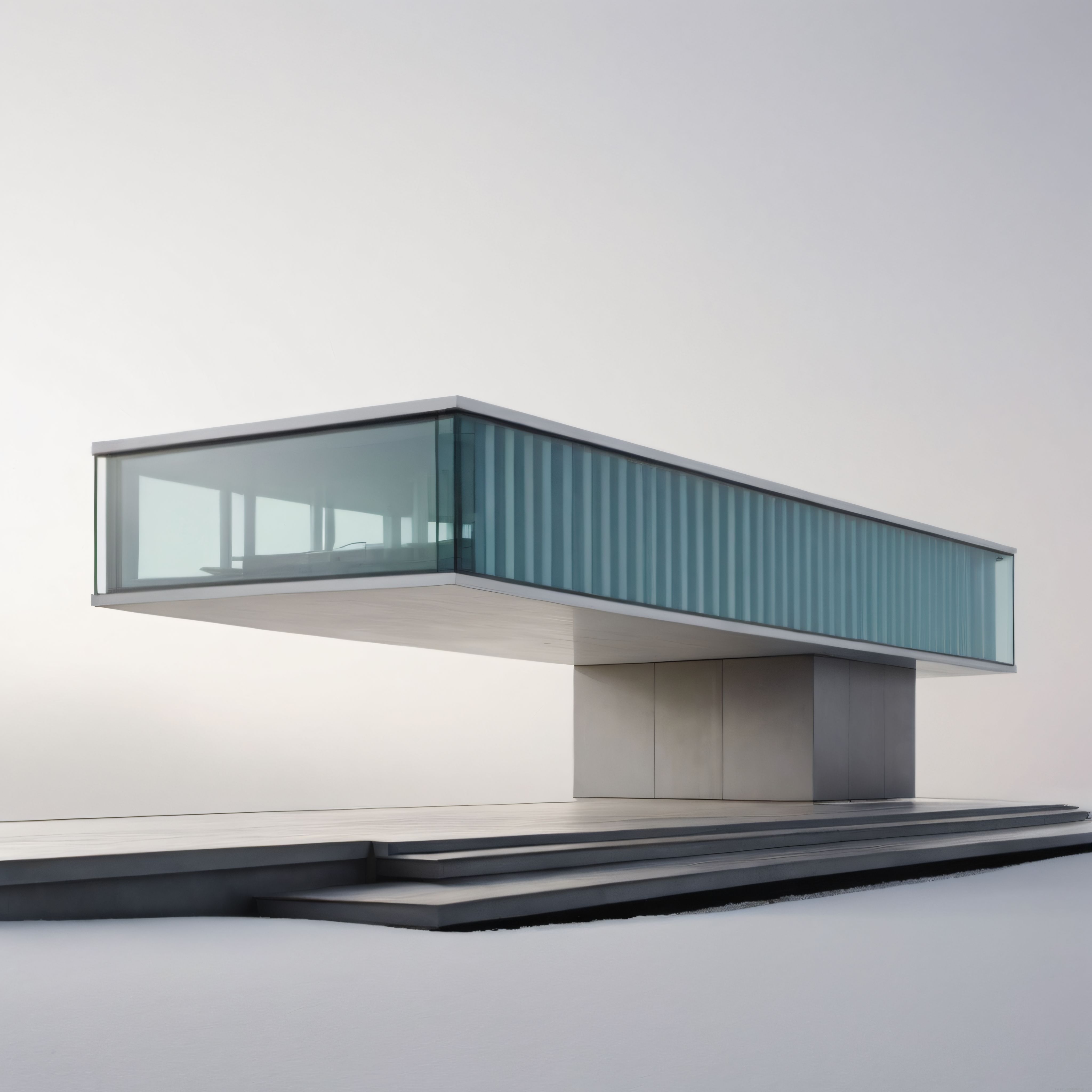 Geleceğin Mimarisi: Sisli Havada Tek Sütun Üzerinde Asılı Minimalist Ev