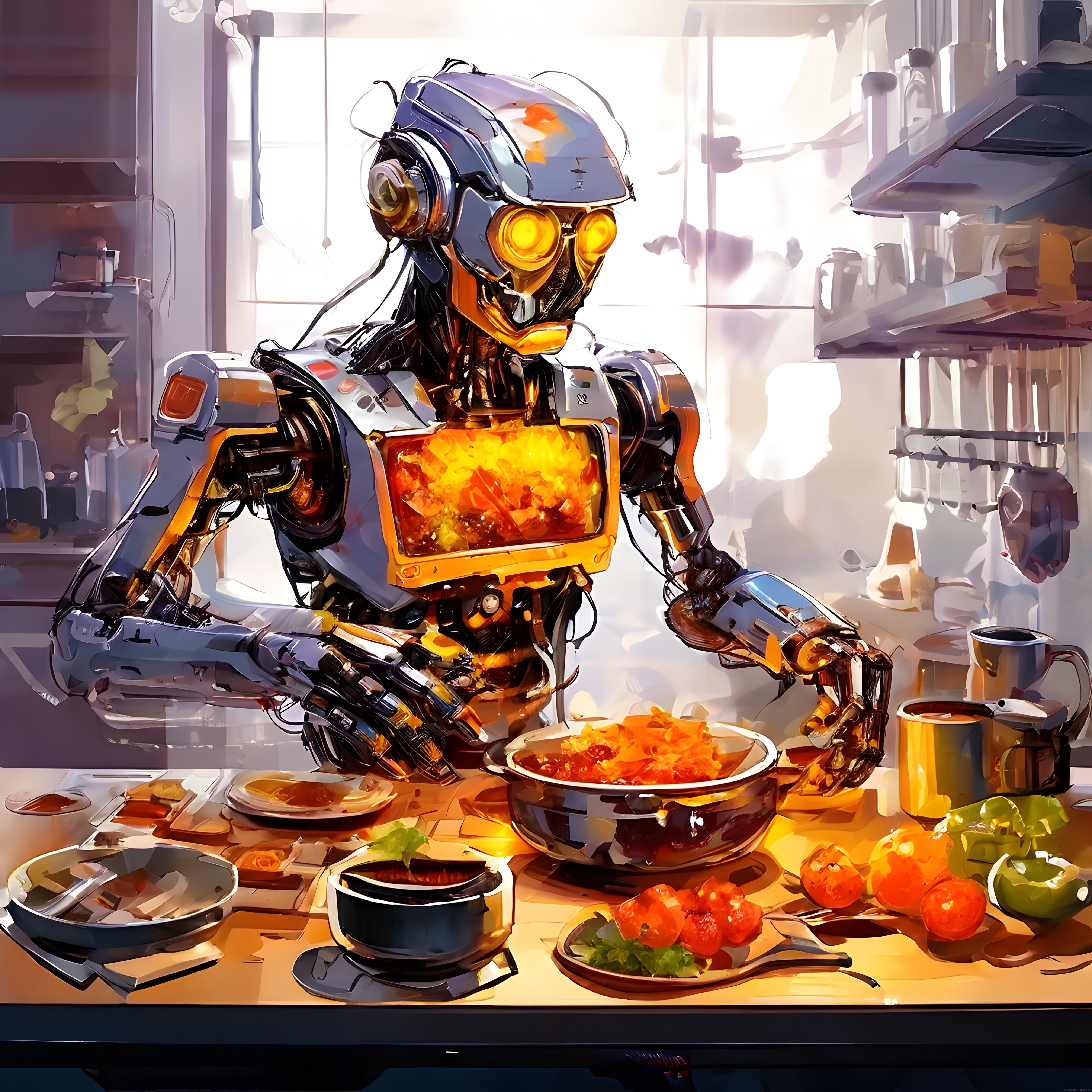 Geleceğin Mutfağı: Parlayan Gözleriyle Yemek Hazırlayan İnsansı Robot
