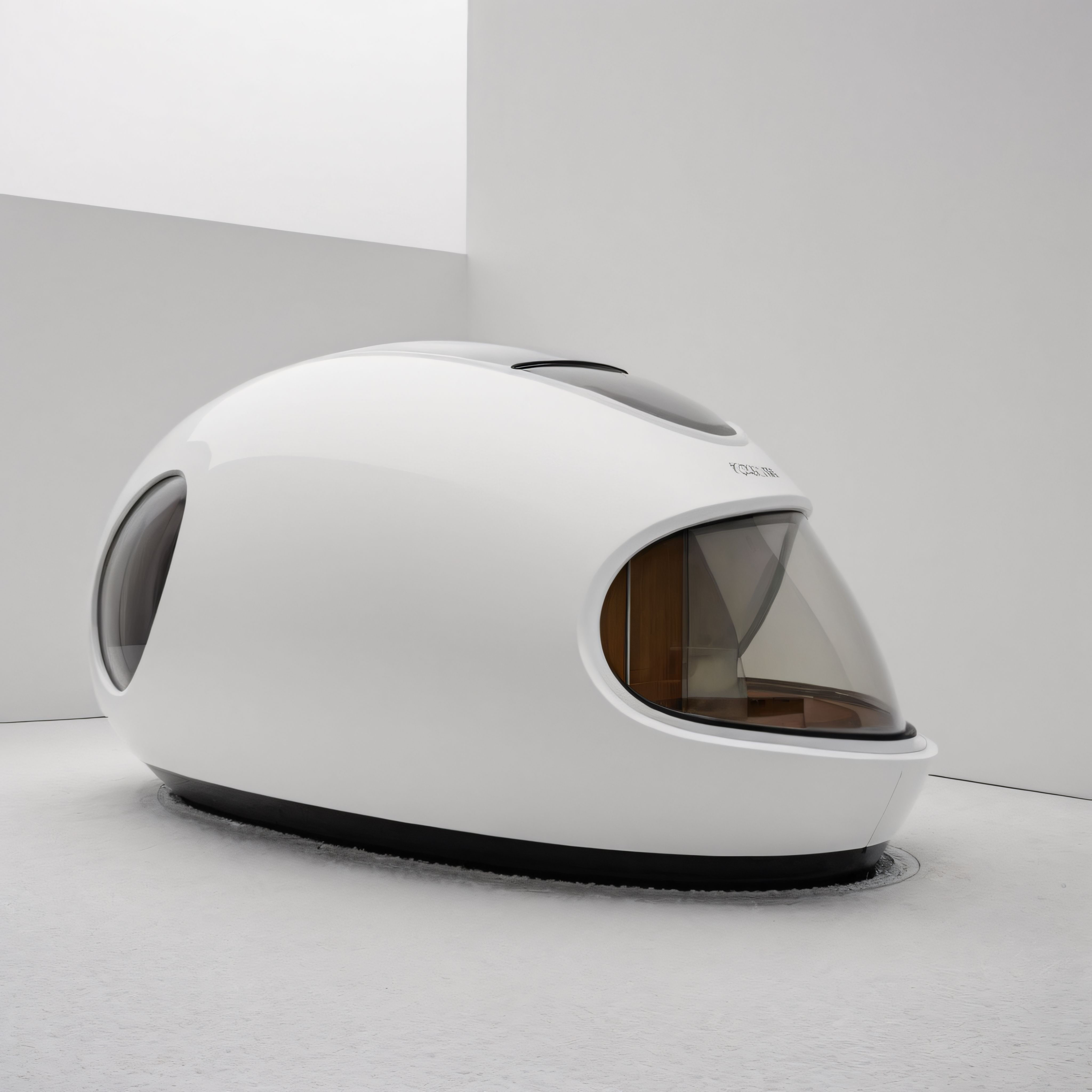 Geleceğin Oval Kapsül Evi: Minimalist Beyaz Mikro Konut ve Yaşam Alanı Tasarımı