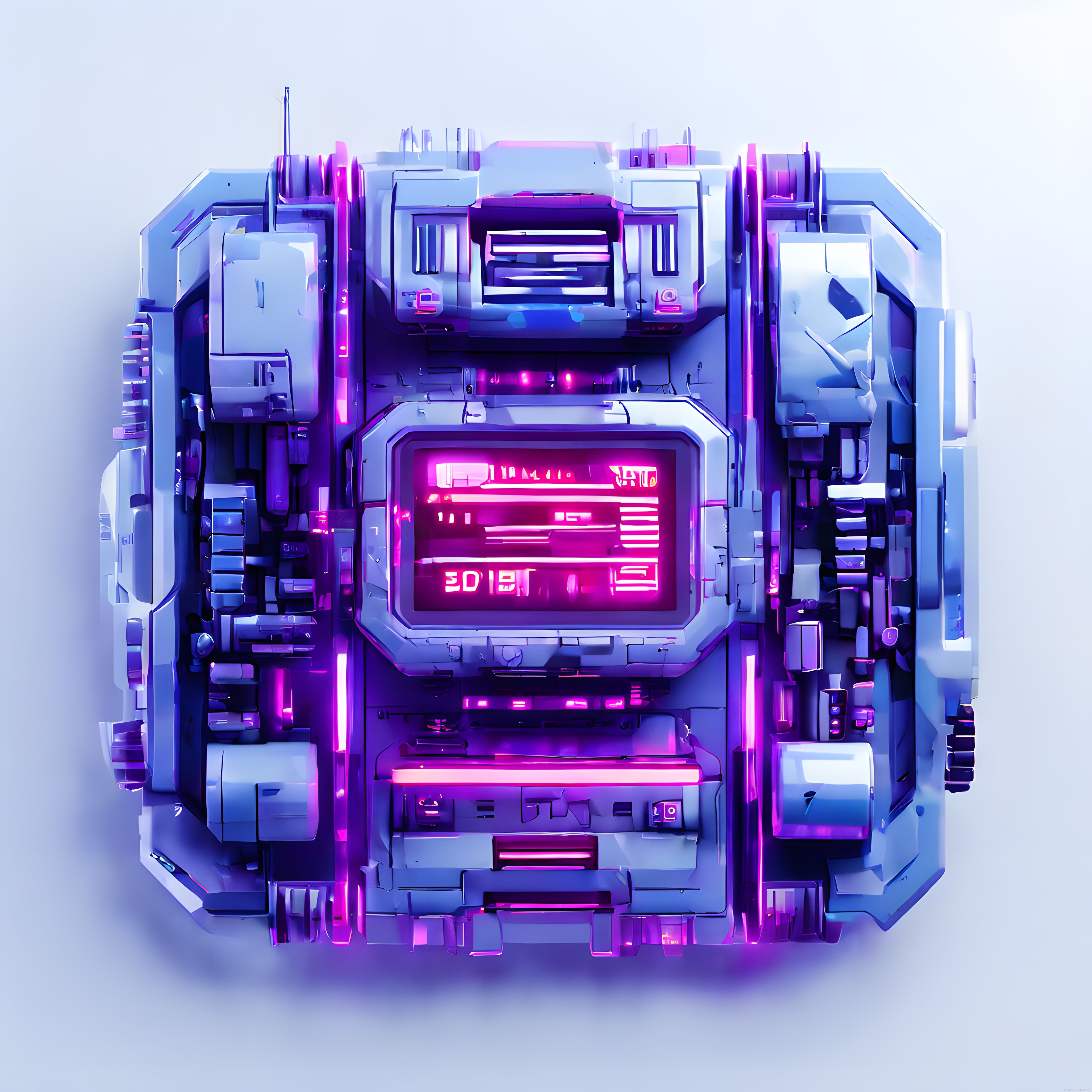 Geleceğin Retro Kaset Çaları: Cyberpunk Neon Işıklarla Mekanik Tasarım