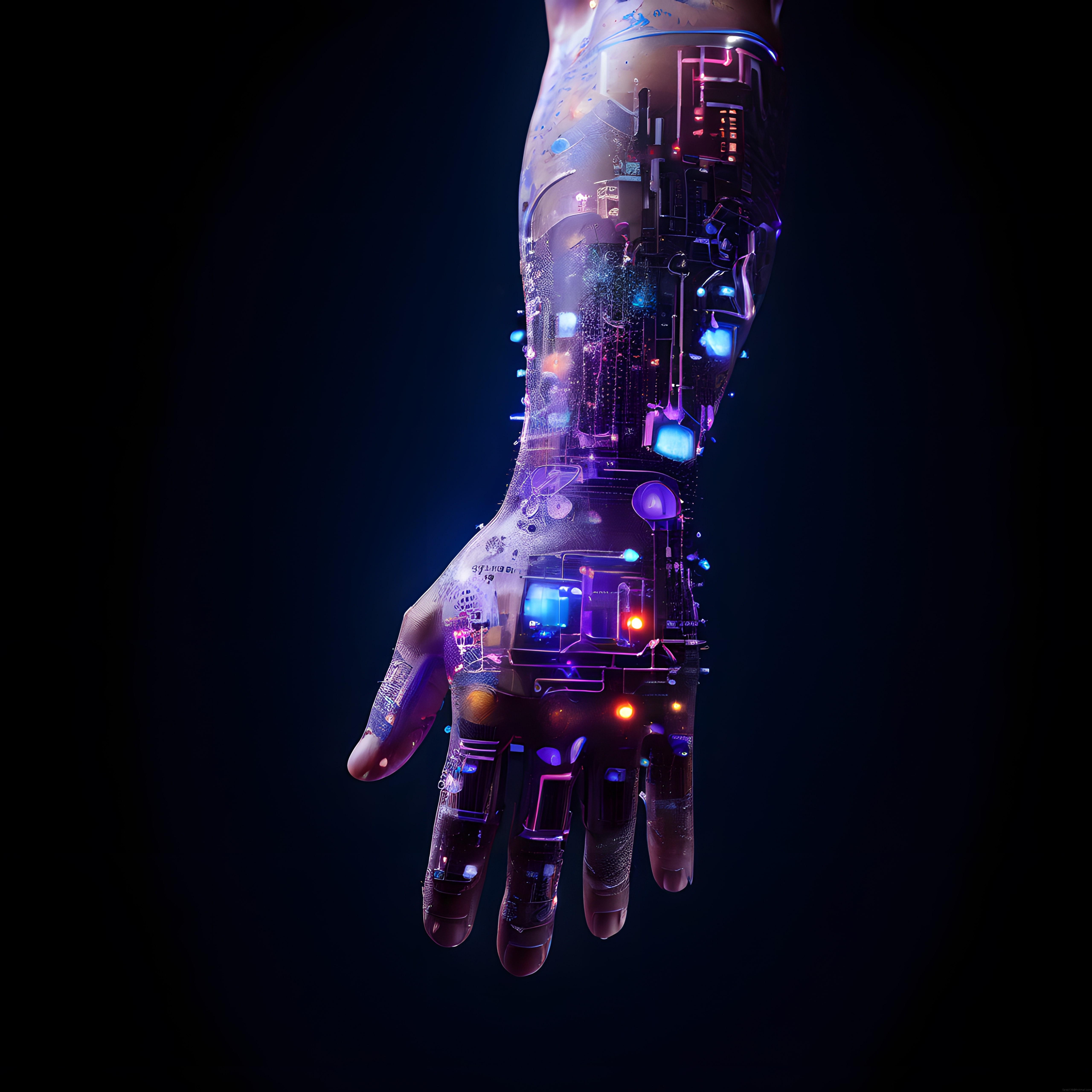 Geleceğin Robotik Teknolojisi: Neon Işıklı Biyonik Kol ve Cyberpunk Estetiği