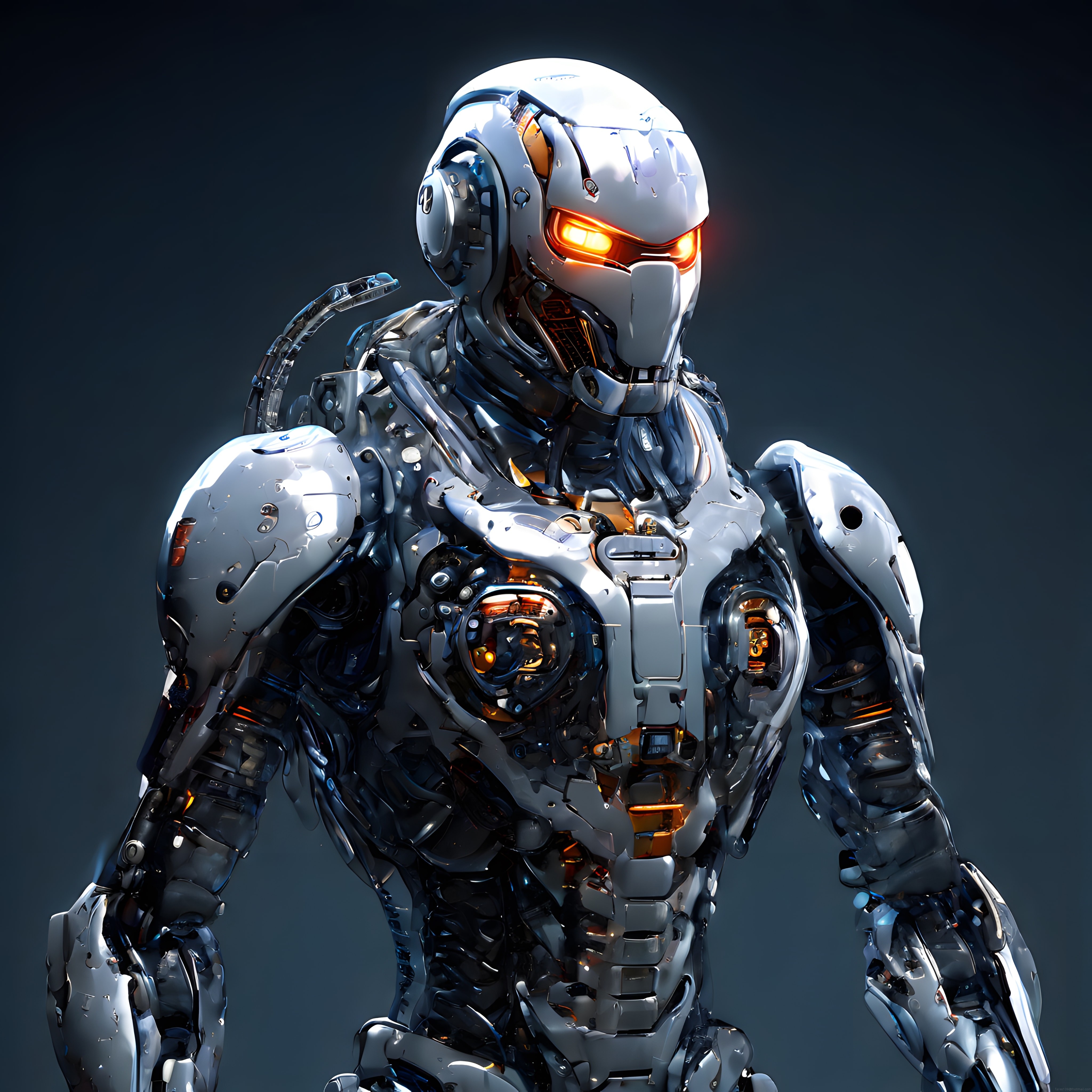Geleceğin Savaş Makinesi: Parlak Zırhlı İnsansı Robot Portresi